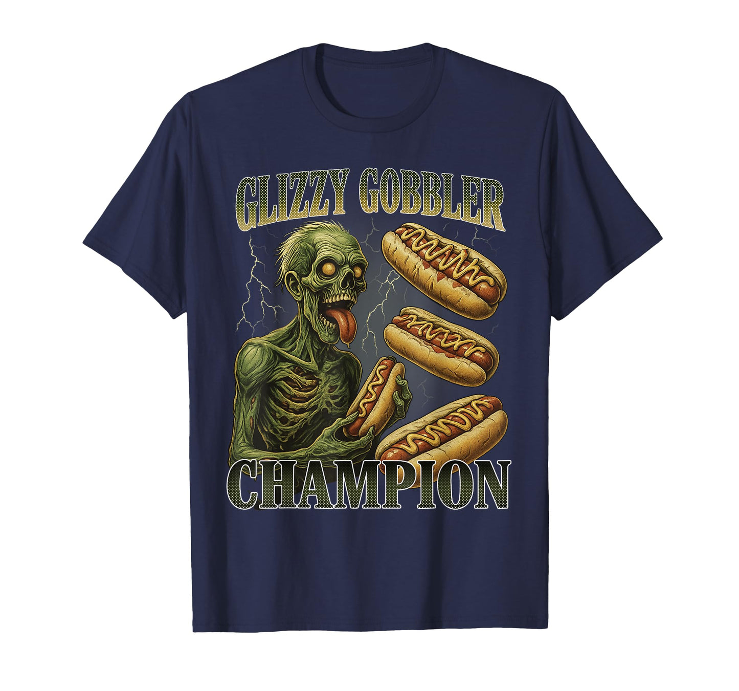 Glizzy Gobbler Champion T-Shirt Funny Zombie Hot Dog Eating T-Shirt for Men Women