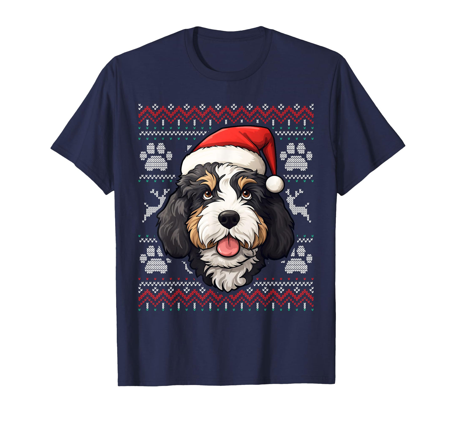 Bernedoodle Santa Hat Christmas Funny Dog Mom Dad T-Shirt