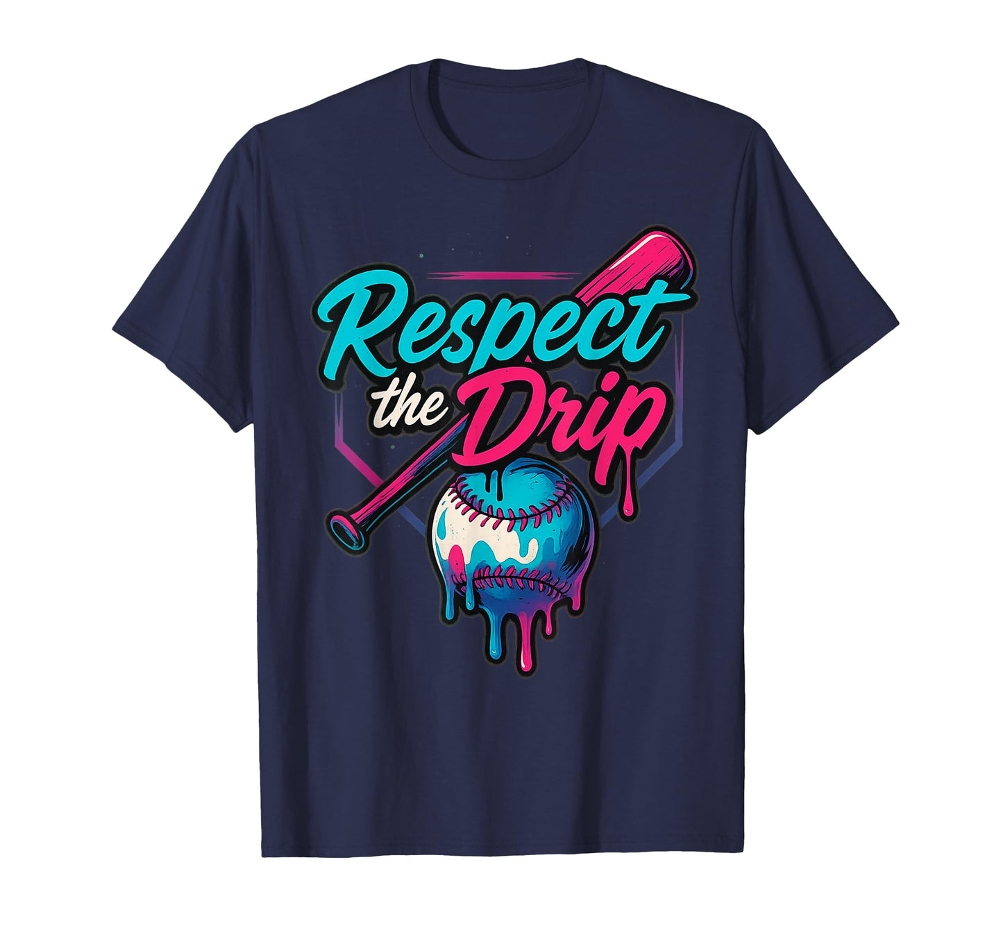 Baseball Home Plate Dripping Ice Cream Drip Respect The Drip T-Shirt