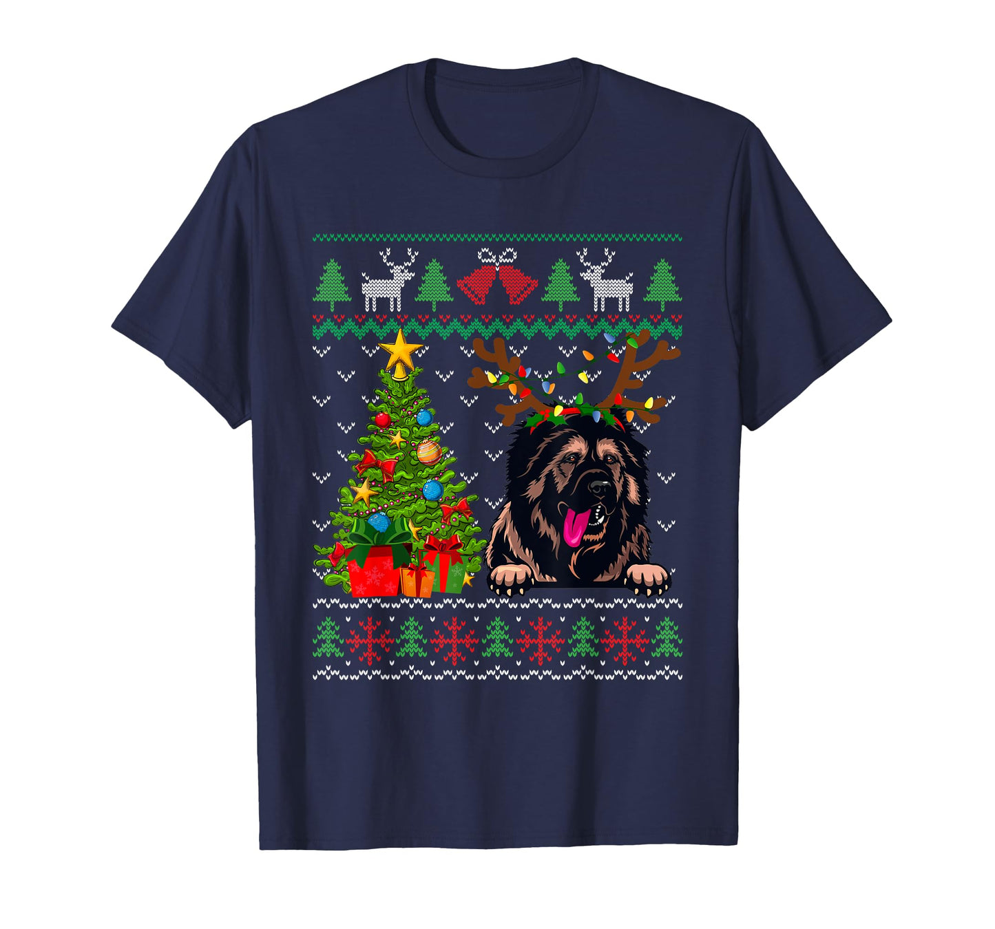 Caucasian Shepherd Dog Merry Christmas Reindeer Truck Xmas T-Shirt