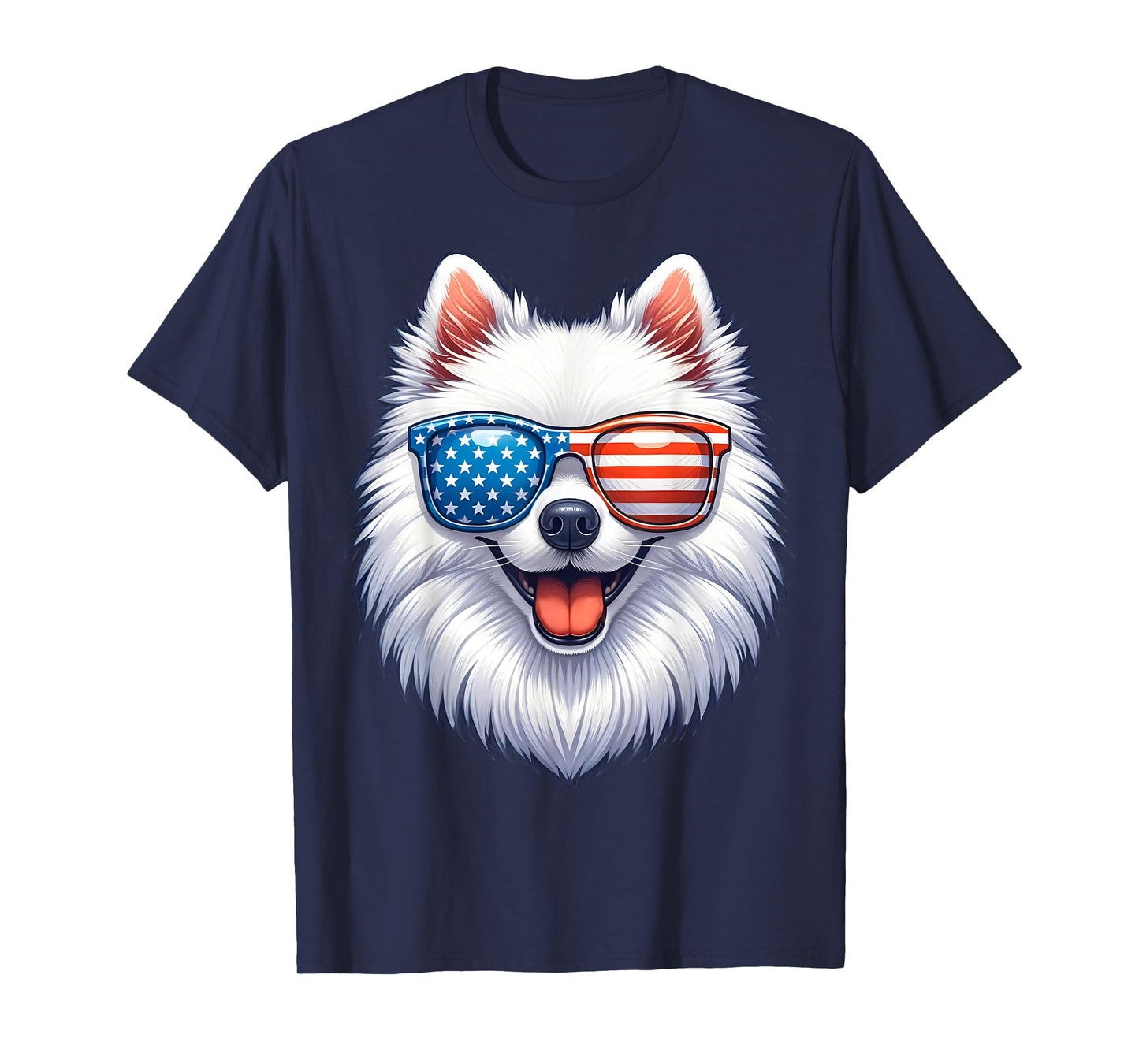 American Eskimo Dog USA Flag Funny Patriotic T-Shirt