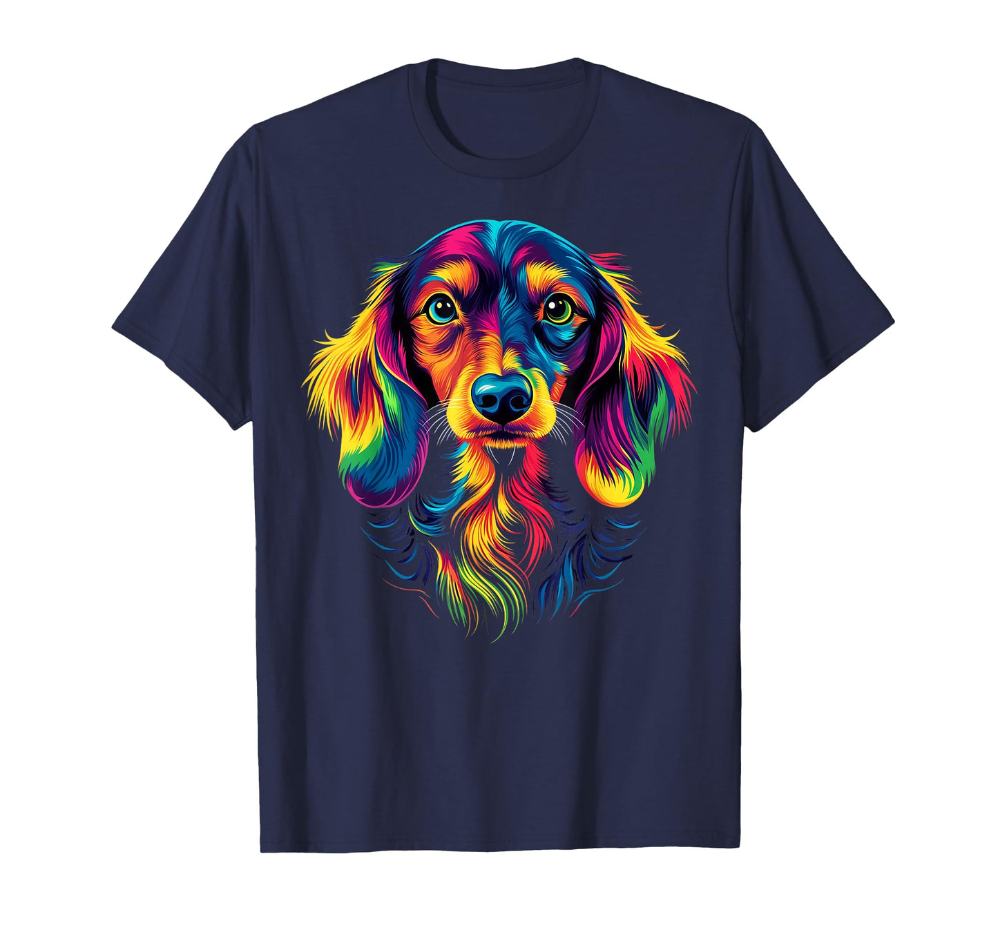 Colorful Long-Haired Dachshund Doxie Wiener Dog Lover Black T-Shirt