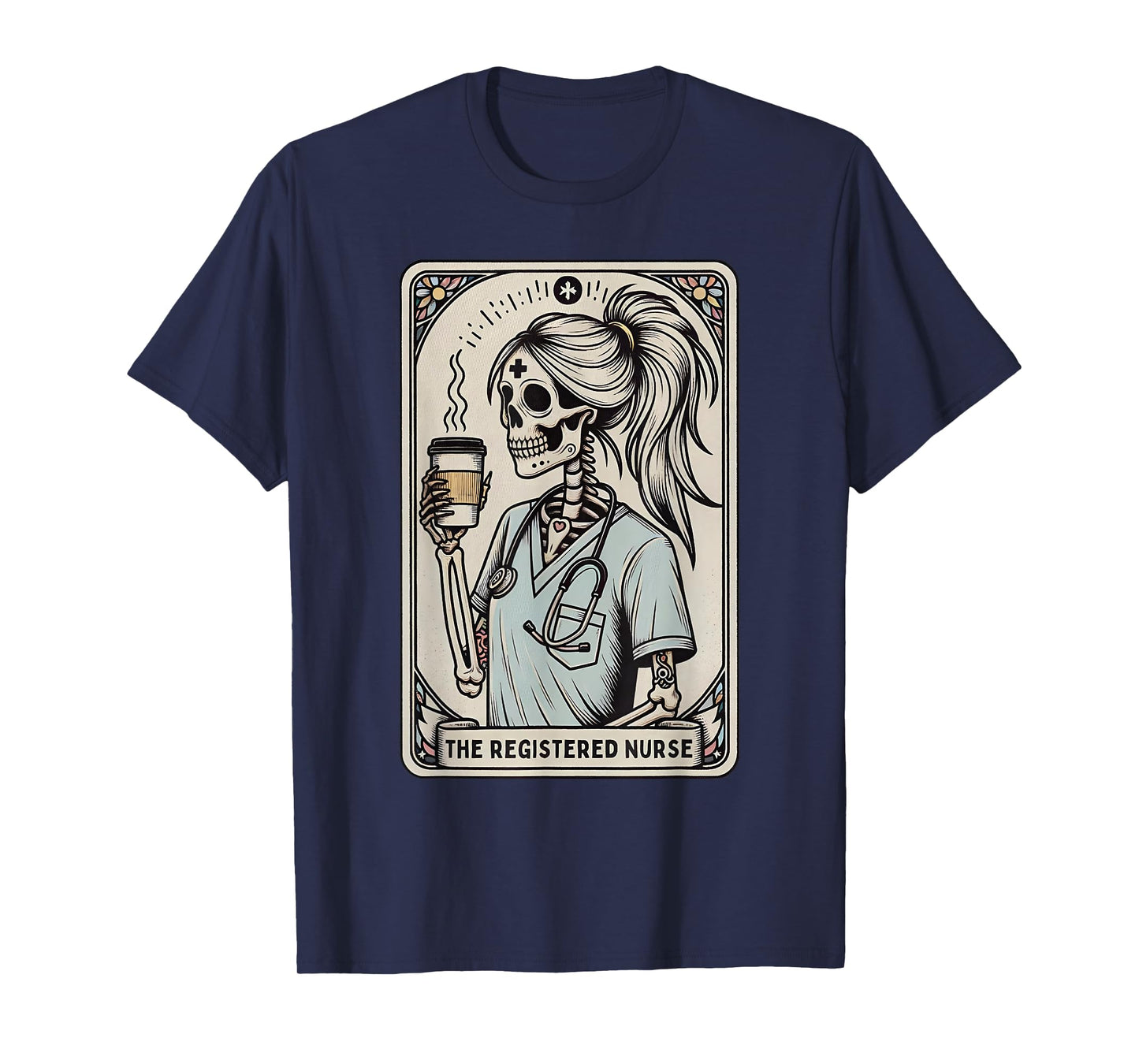 The Registered Nurse Tarot Card Skeleton Happy Halloween T-Shirt