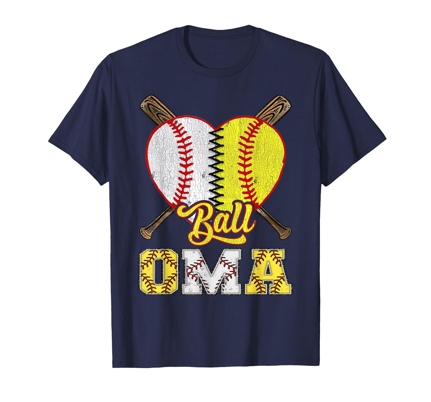 Oma Of Both Ball Oma Half Baseball Softball T-Shirt
