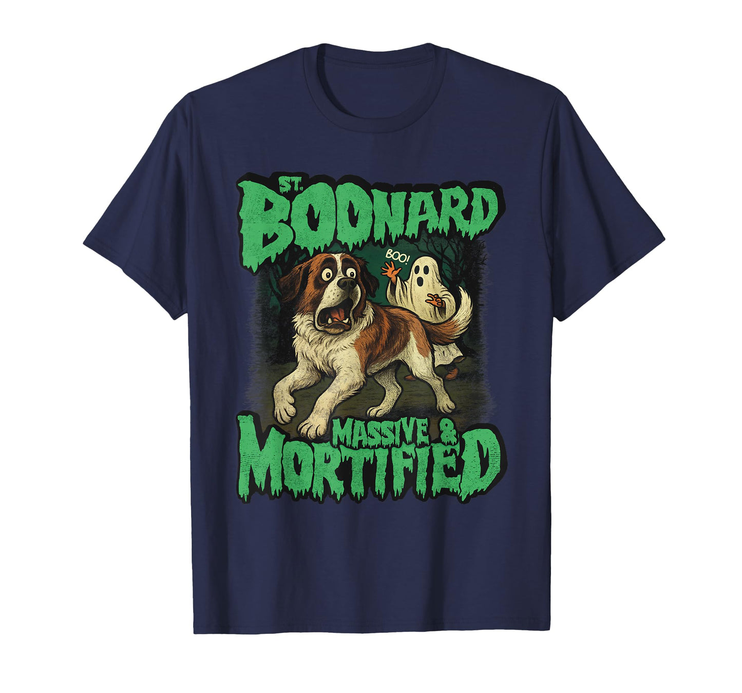 Funny Scared Saint Bernard Halloween, St. Boonard Dog Mom T-Shirt