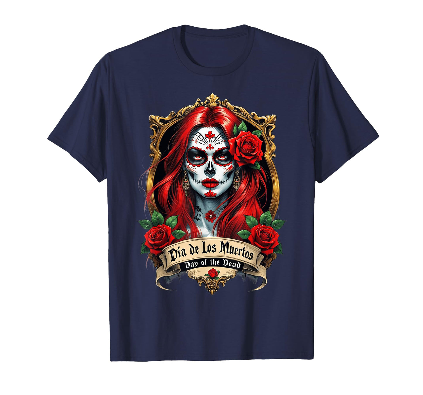 Floral Sugar Skull Day of the Dead Dia De Muertos T-Shirt