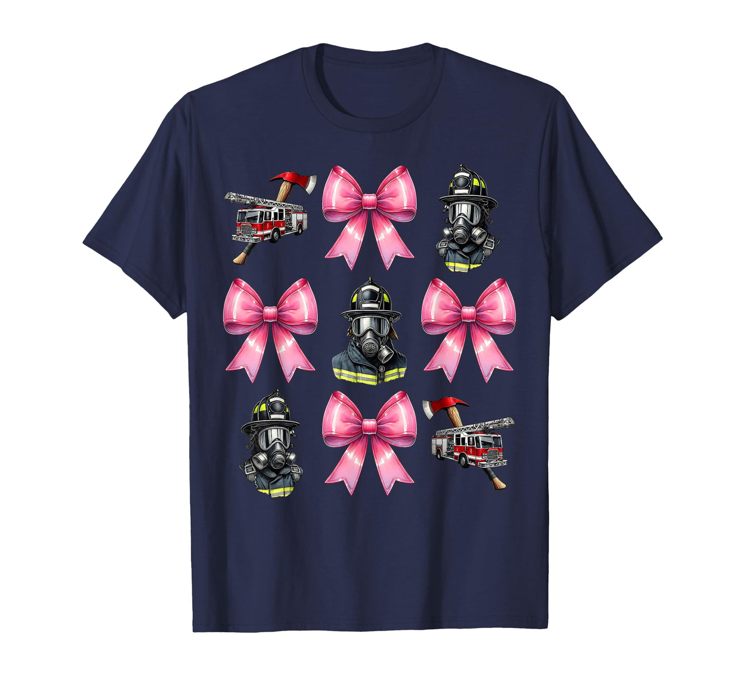 Coquette Bow Firefighting Firefighter Fire Truck Mom Girl T-Shirt