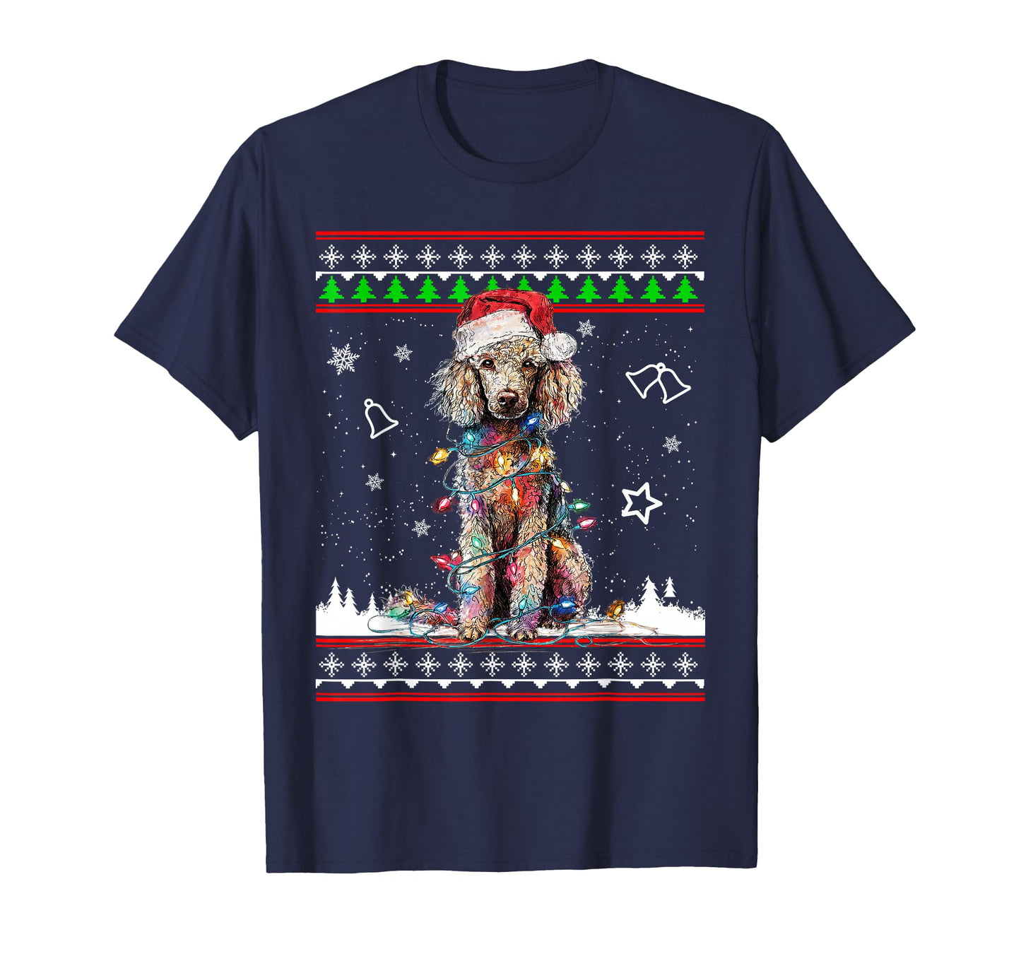 Poodle Christmas Ugly Sweater Funny Dog Xmas T-Shirt