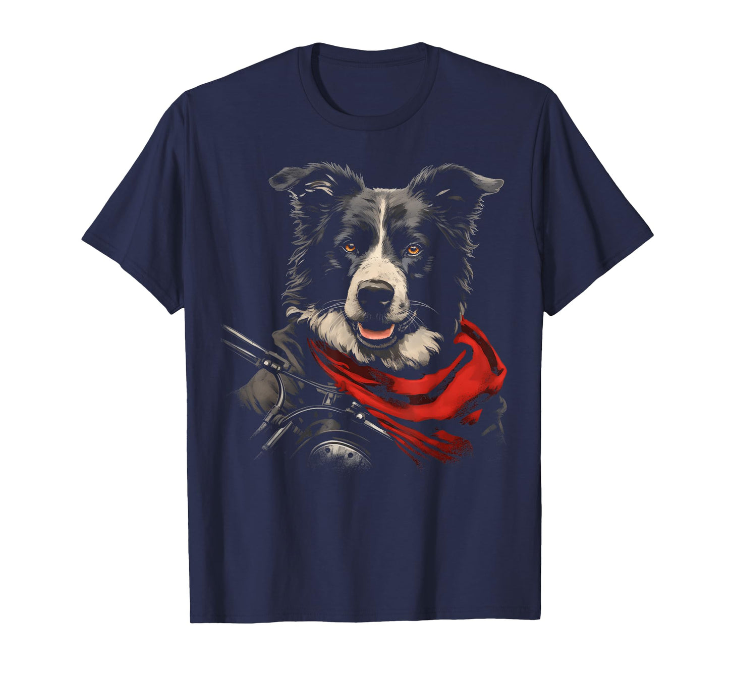 Cool Motorcycle Dad Biker Dog Funny Border Collie Dad Rider Men T-Shirt