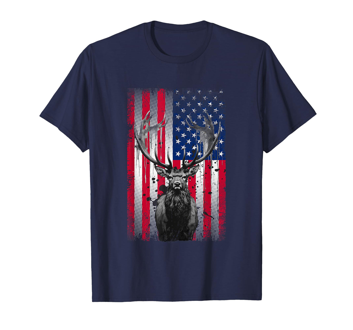American Flag Outdoor Antlers Elk Deer T-Shirt for Women Kids Men