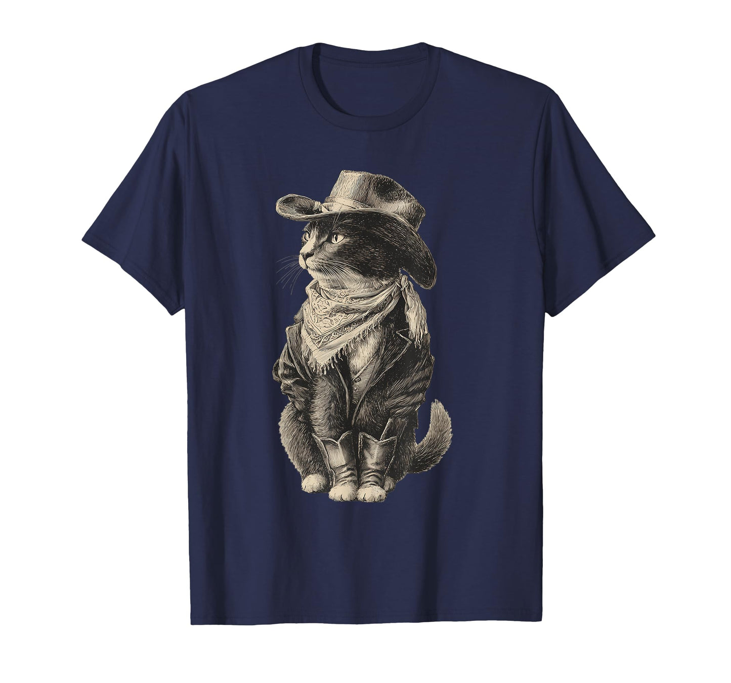 Country Western Vintage Cowgirl Funny Cowboy Cat T-Shirt