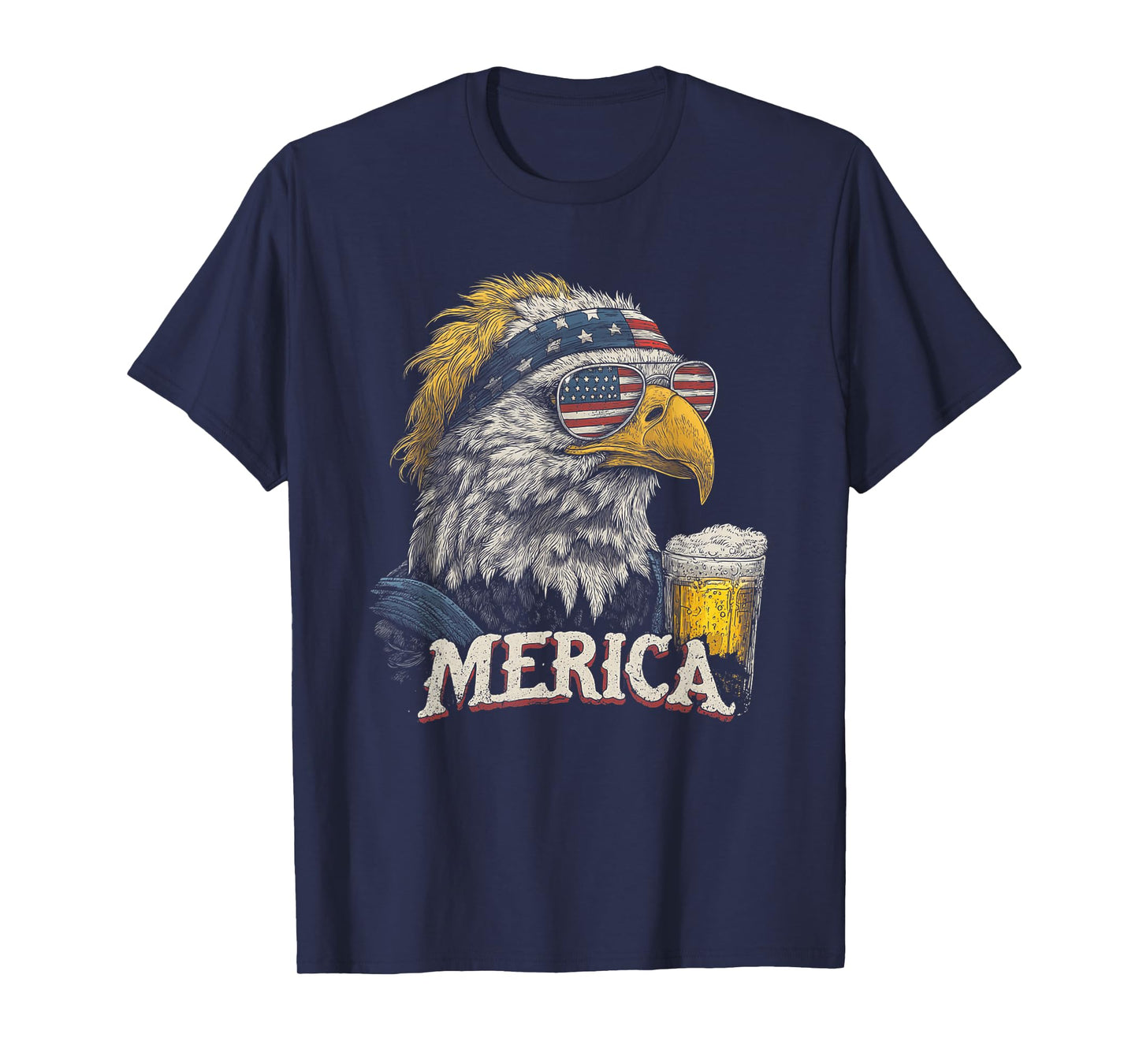 Beer Drinking - Patriotic USA 4th of July American Flag T-Shirt