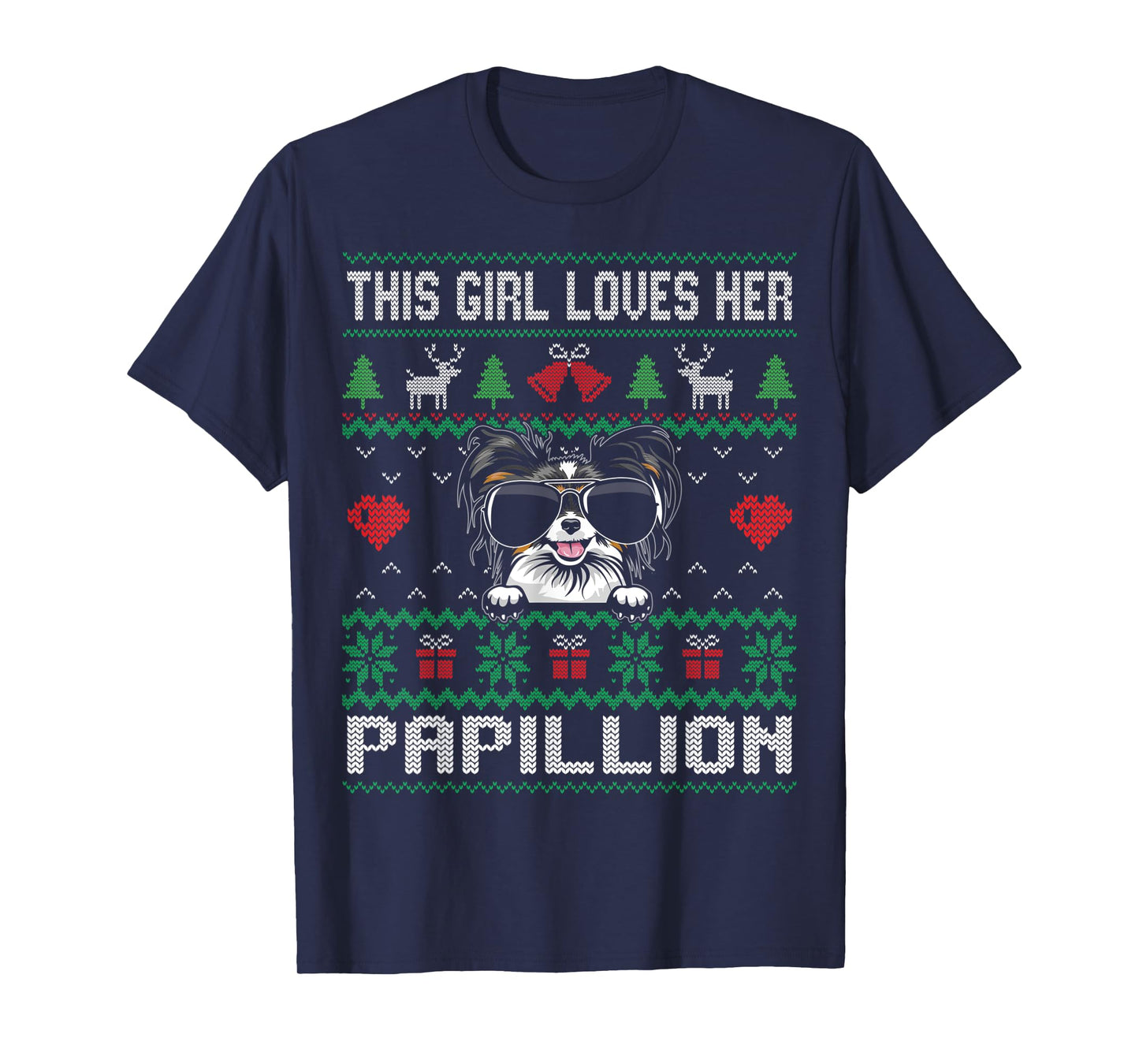 Papillion Girl Cool Ugly Christmas for Dog Mom T-Shirt