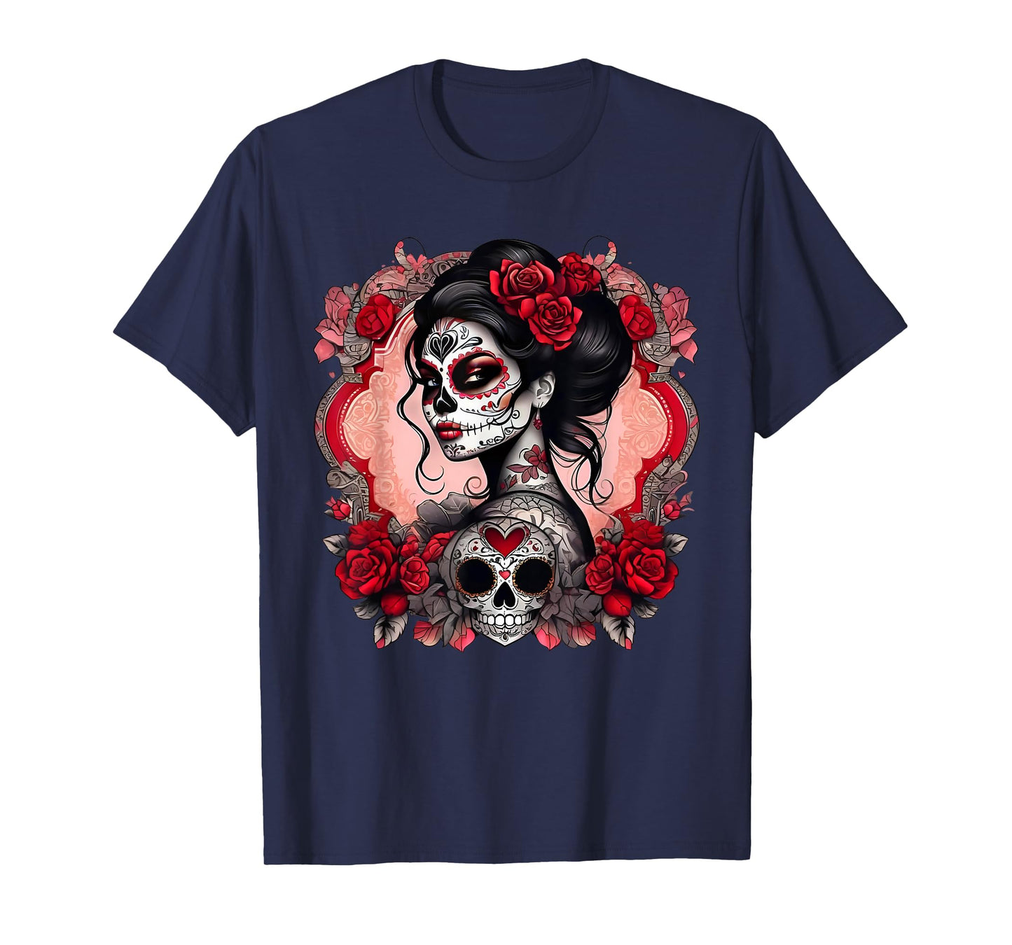 Sugar Skull Women De Los Muertos La Catrina Day Of The Dead T-Shirt