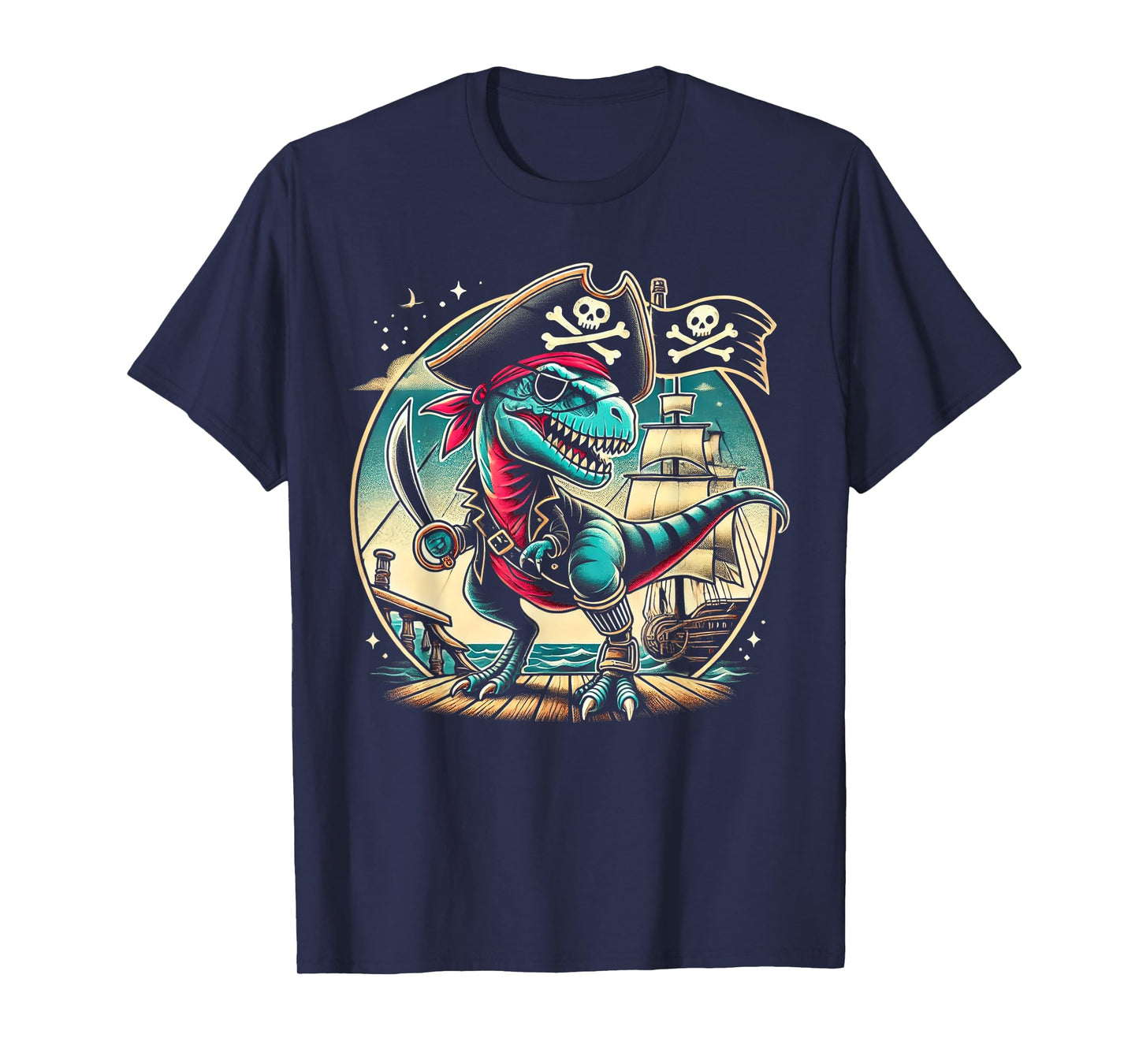Pirate Dinosaur Tyrannosaurus Funny T-rex Halloween Costume T-Shirt