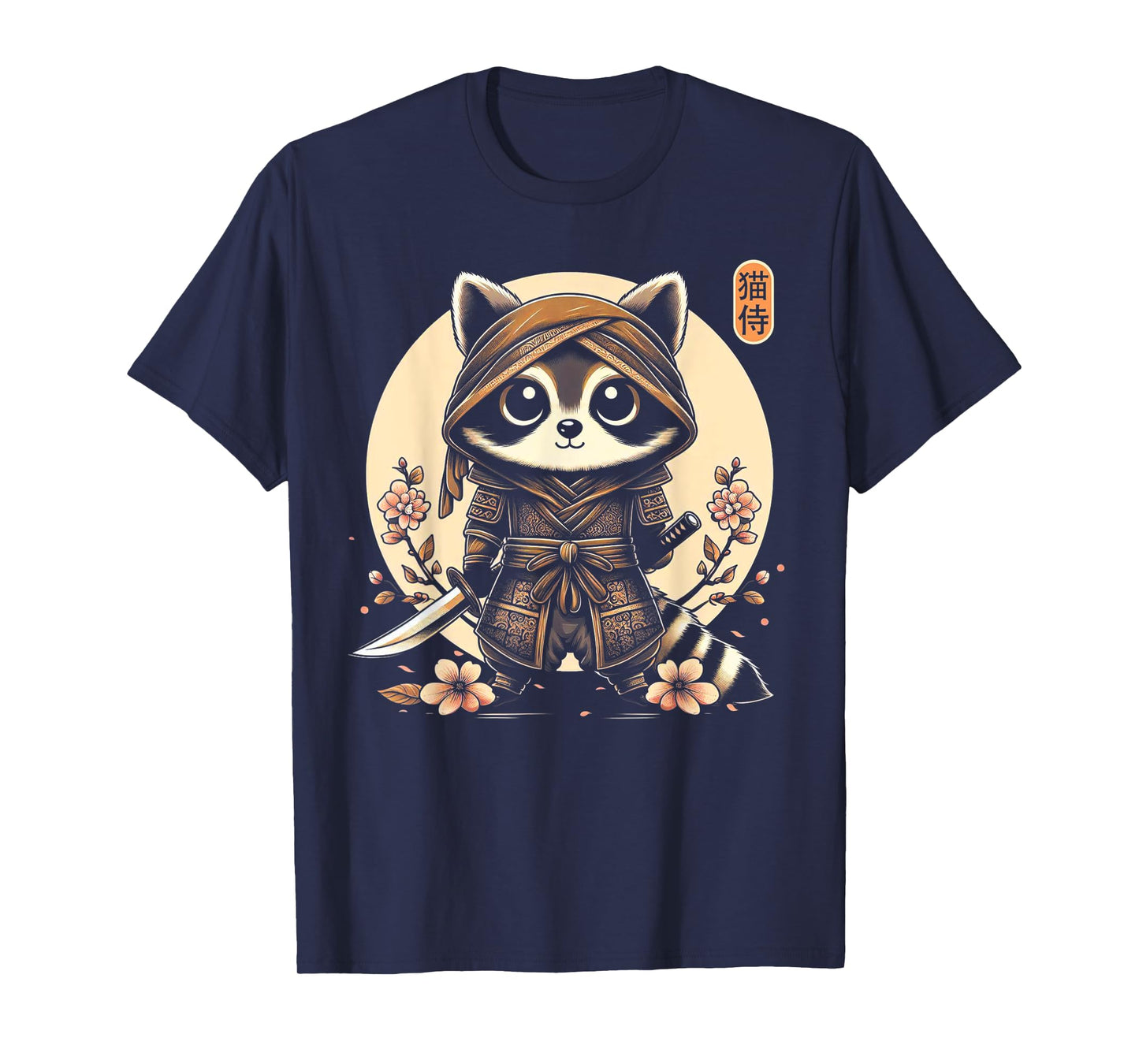 Japanese Samurai Ninja Raccoon Tattoo Japanese Kawaii Art T-Shirt
