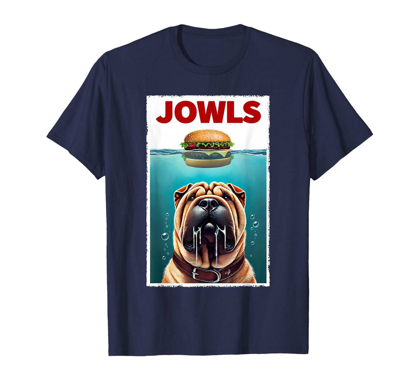 Funny Chinese Shar-Pei and Hamburger Parody Jowls Dog Lover T-Shirt