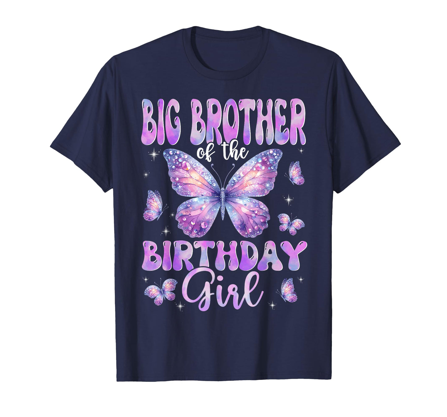 Big Brother Of The Birthday Girl Butterfly Family Matching T-Shirt