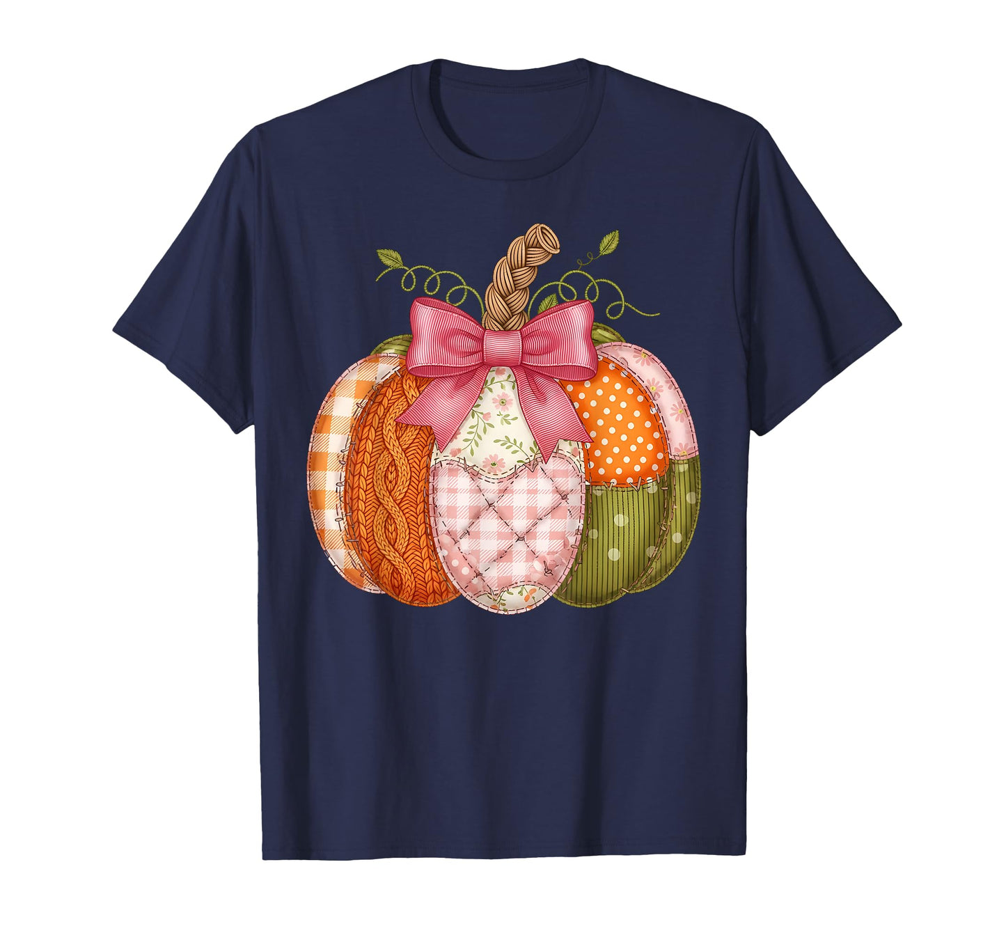 Pumpkin Patchwork Retro Boho Floral Fall T-Shirt