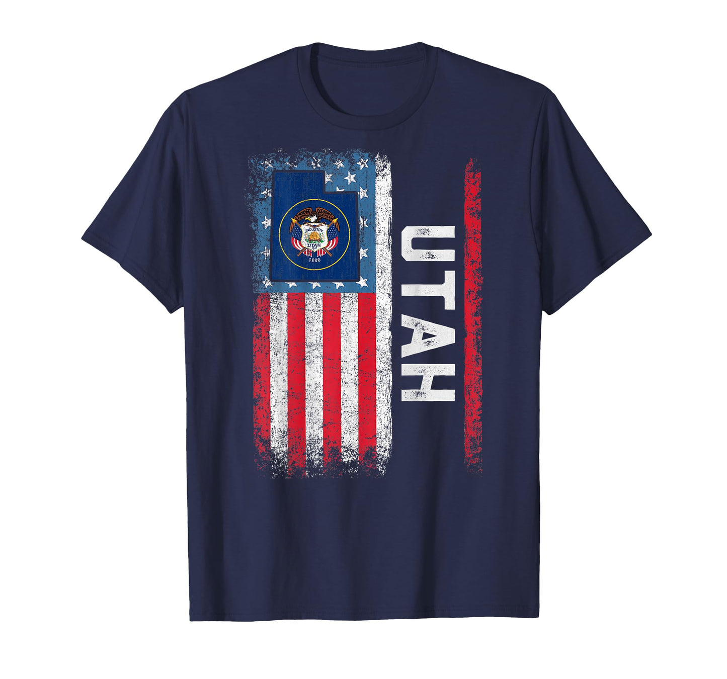 Vintage Utah State USA Flag Shirt Utah (On Back) T-Shirt
