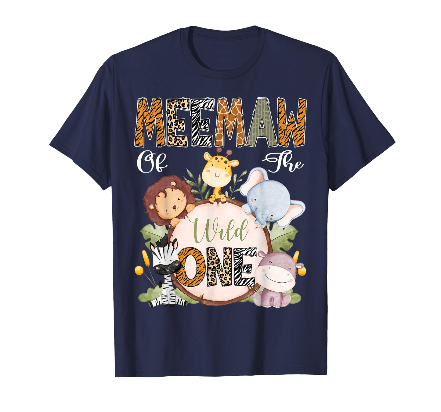 Meemaw Of The Wild One 1St Birthday Safari Woodland T-Shirt