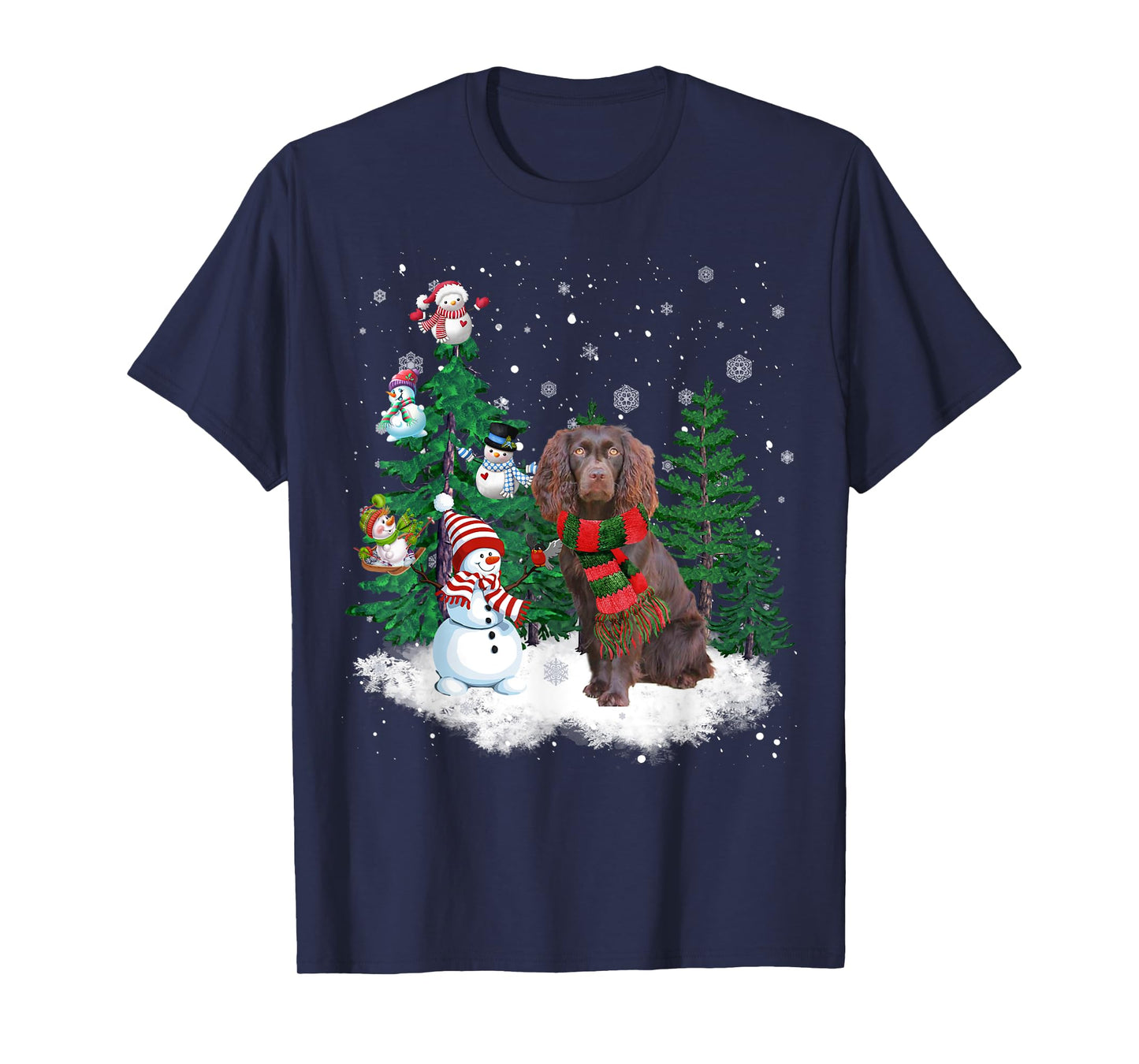 Boykin Spaniel Dog Christmas Snowman Xmas Tree Pajama T-Shirt