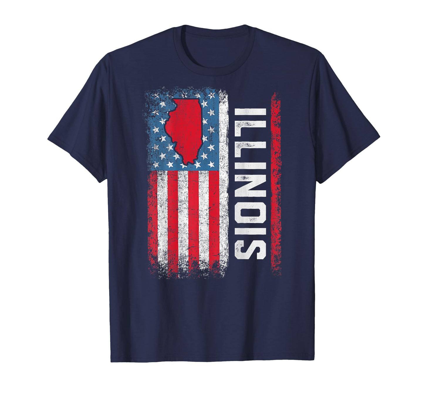 Vintage Illinois State USA Flag Shirt Illinois (On Back) T-Shirt
