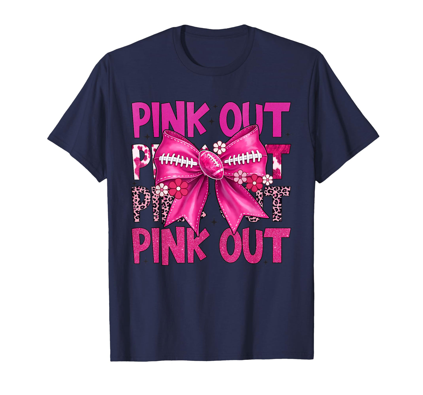 Pink Out Football Shirt with Bow for Women Girls T-Shirt