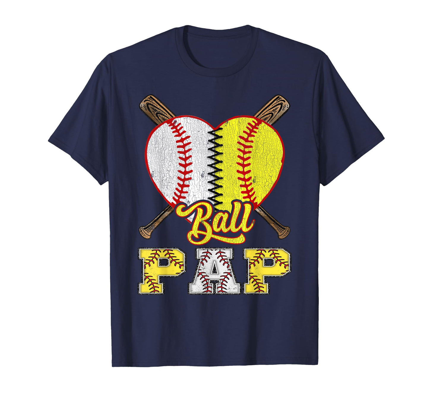 Pap Of Both Ball Pap Half Baseball Softball T-Shirt