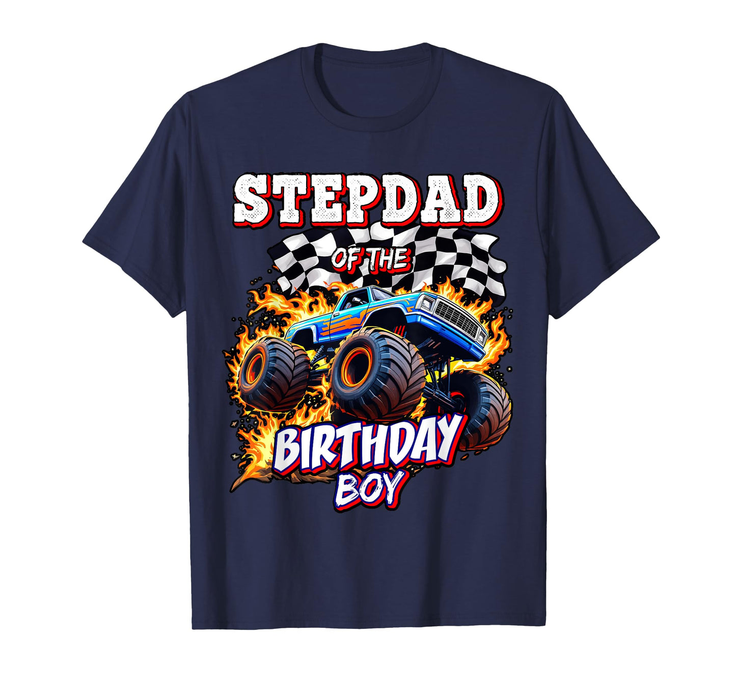 Stepdad of the Birthday Boy Monster Truck Birthday Novelty T-Shirt