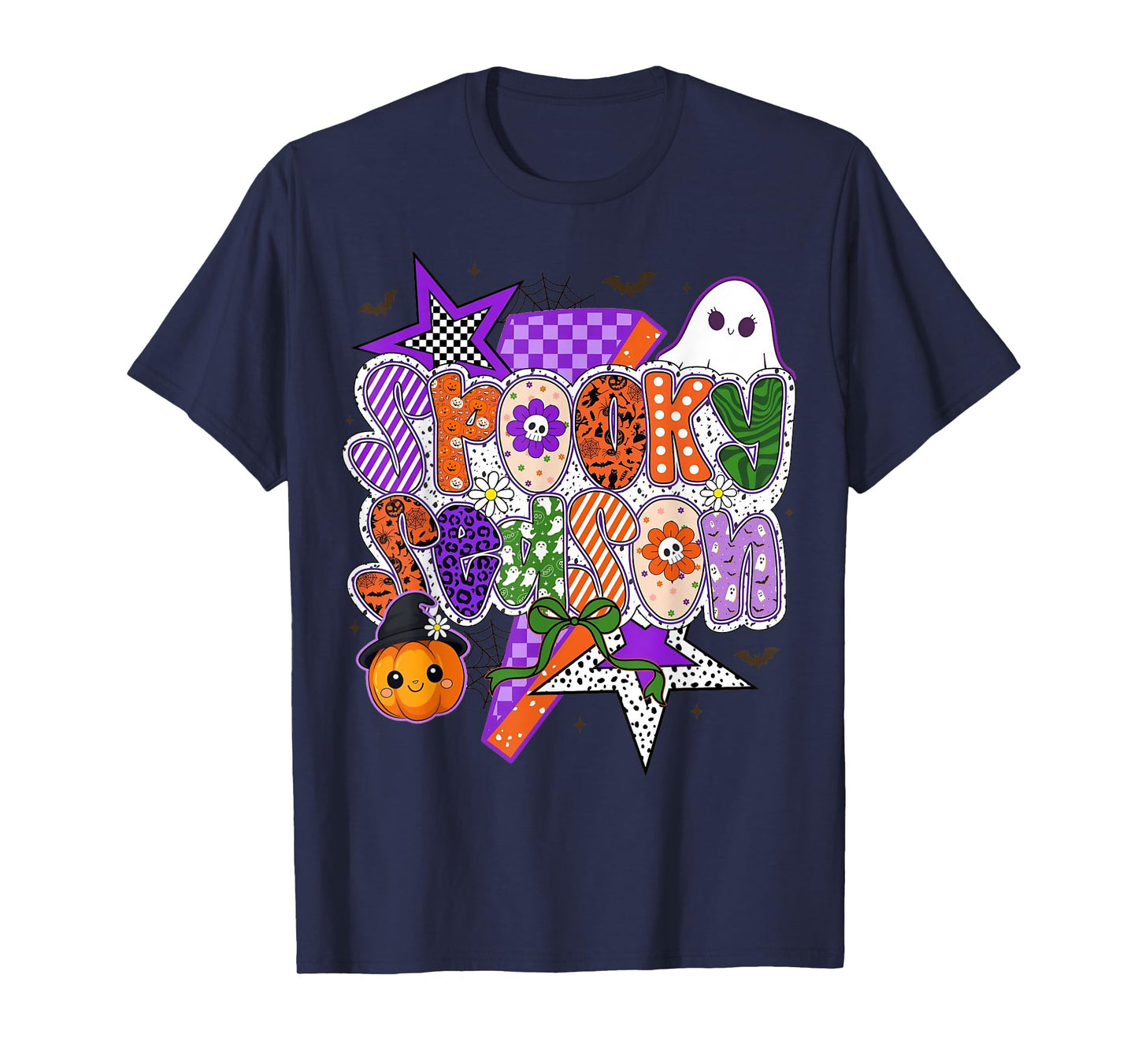 Spooky Season Halloween Ghost Pumpkin Cat Grave Men Women T-Shirt