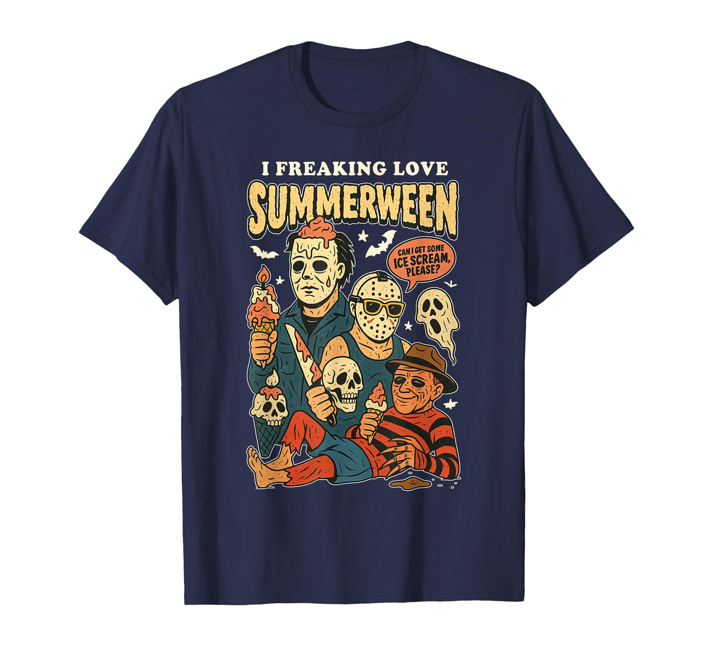 Vintage I Freaking Love Summerween Horror Halloween Summer T-Shirt