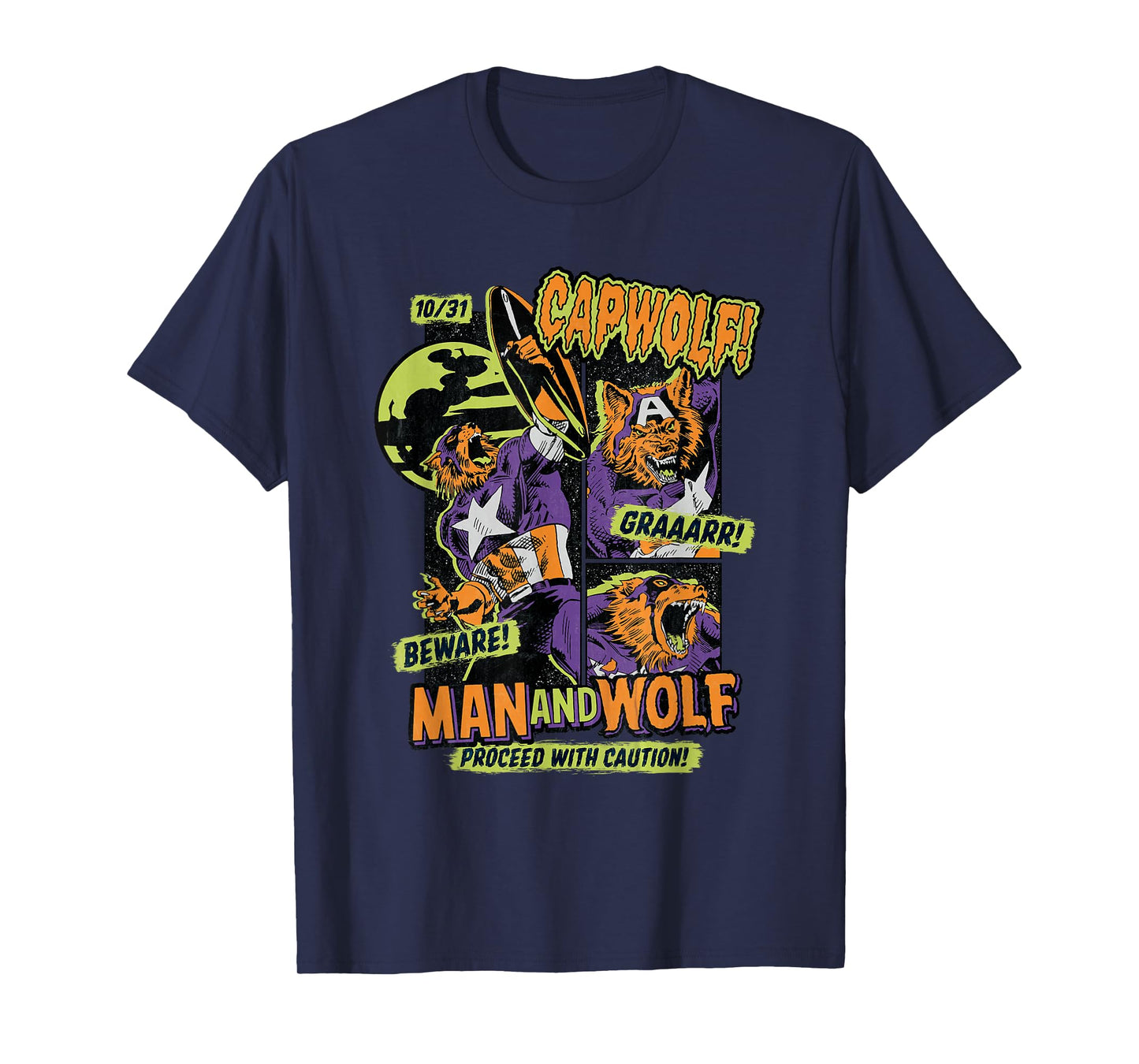 Marvel Captain America Halloween Werewolf Beware Capwolf! T-Shirt
