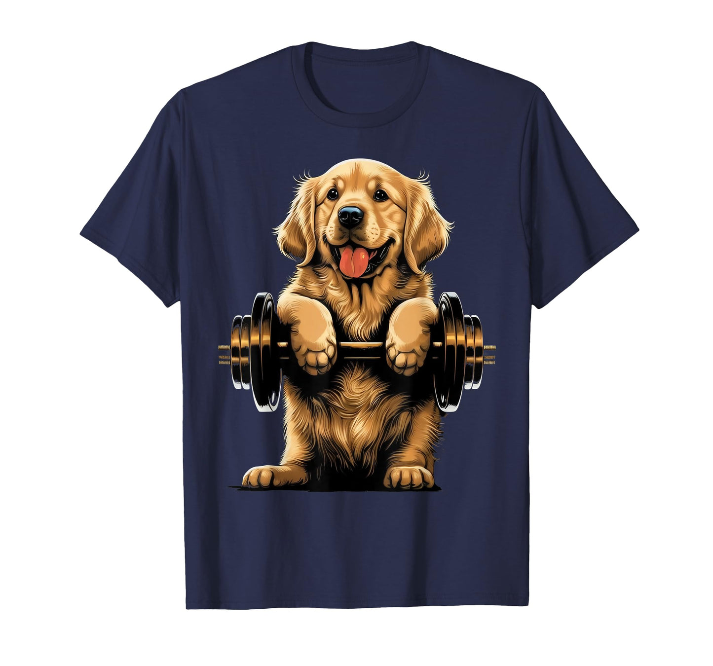 Goldie Weightlifting Dog Funny Fitness Gym Golden Retriever Men Women Kids T-Shirt