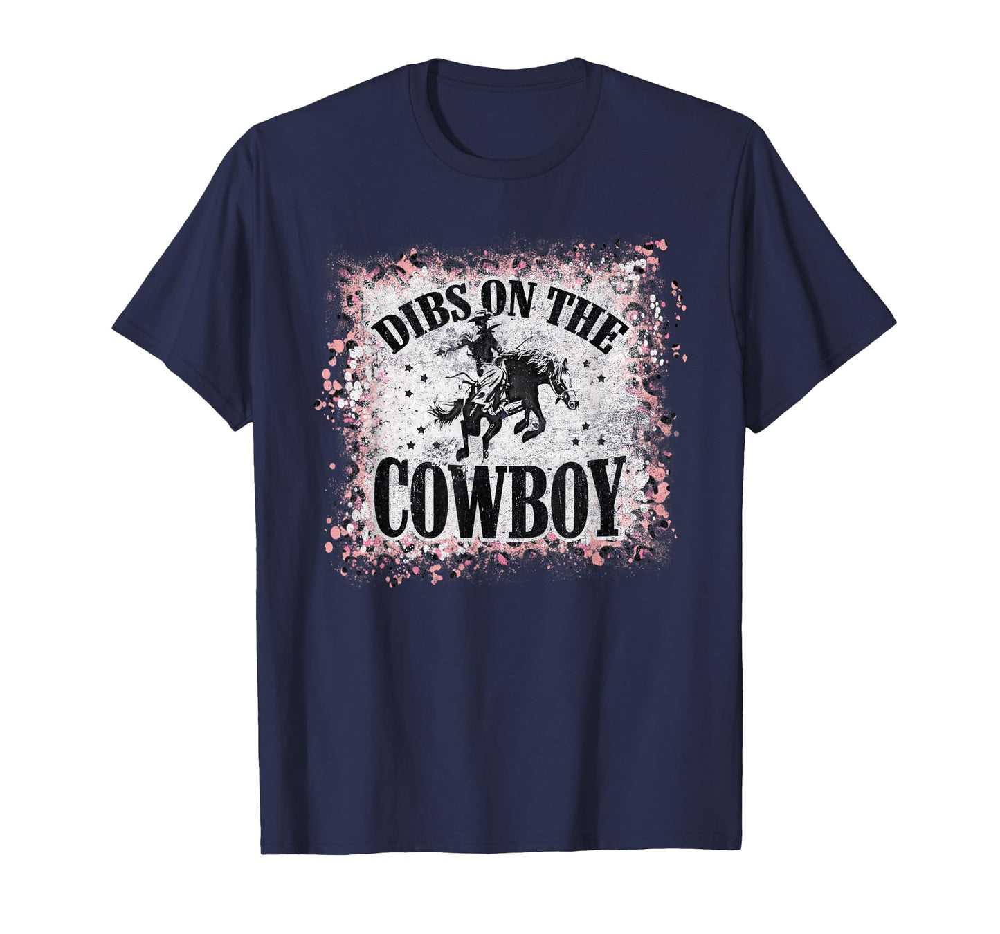 Vintage Leopard Bleached Dibs On The Cowboy Riding Horse T-Shirt