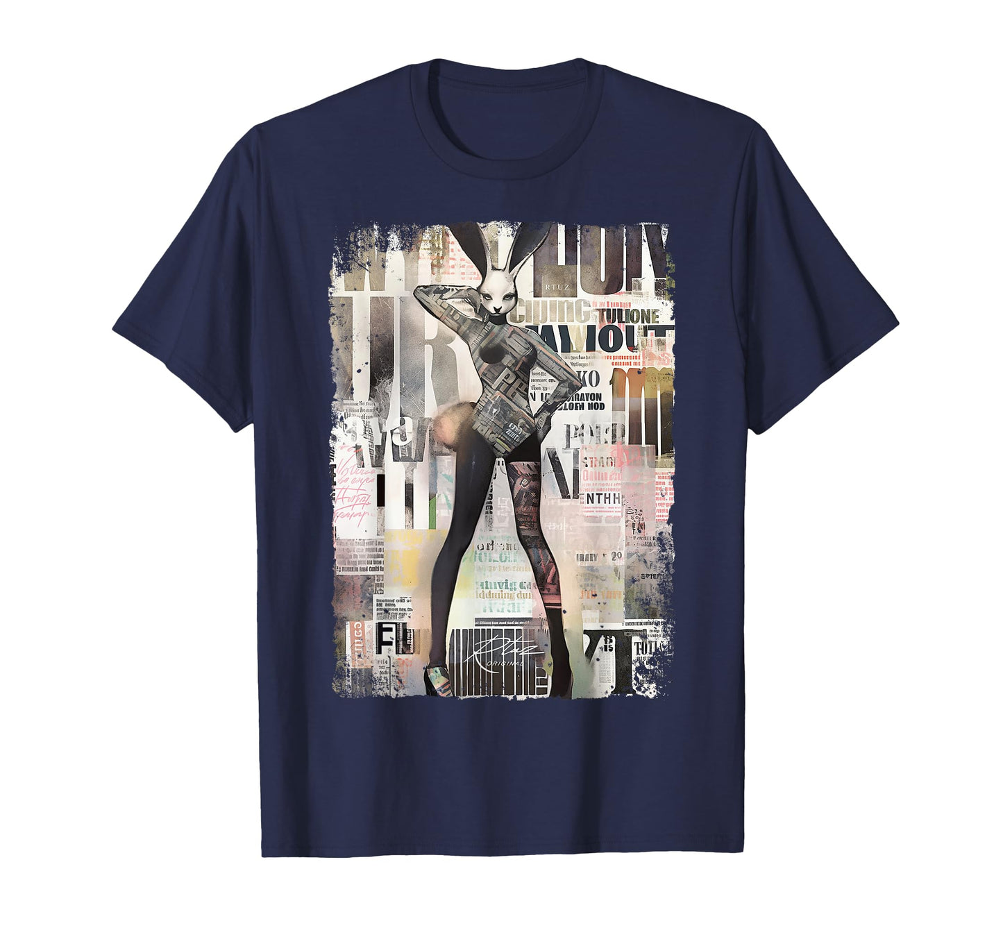 Magazine Cover Vintage Girl Bunny Collage Sexy Model Pin-Up T-Shirt