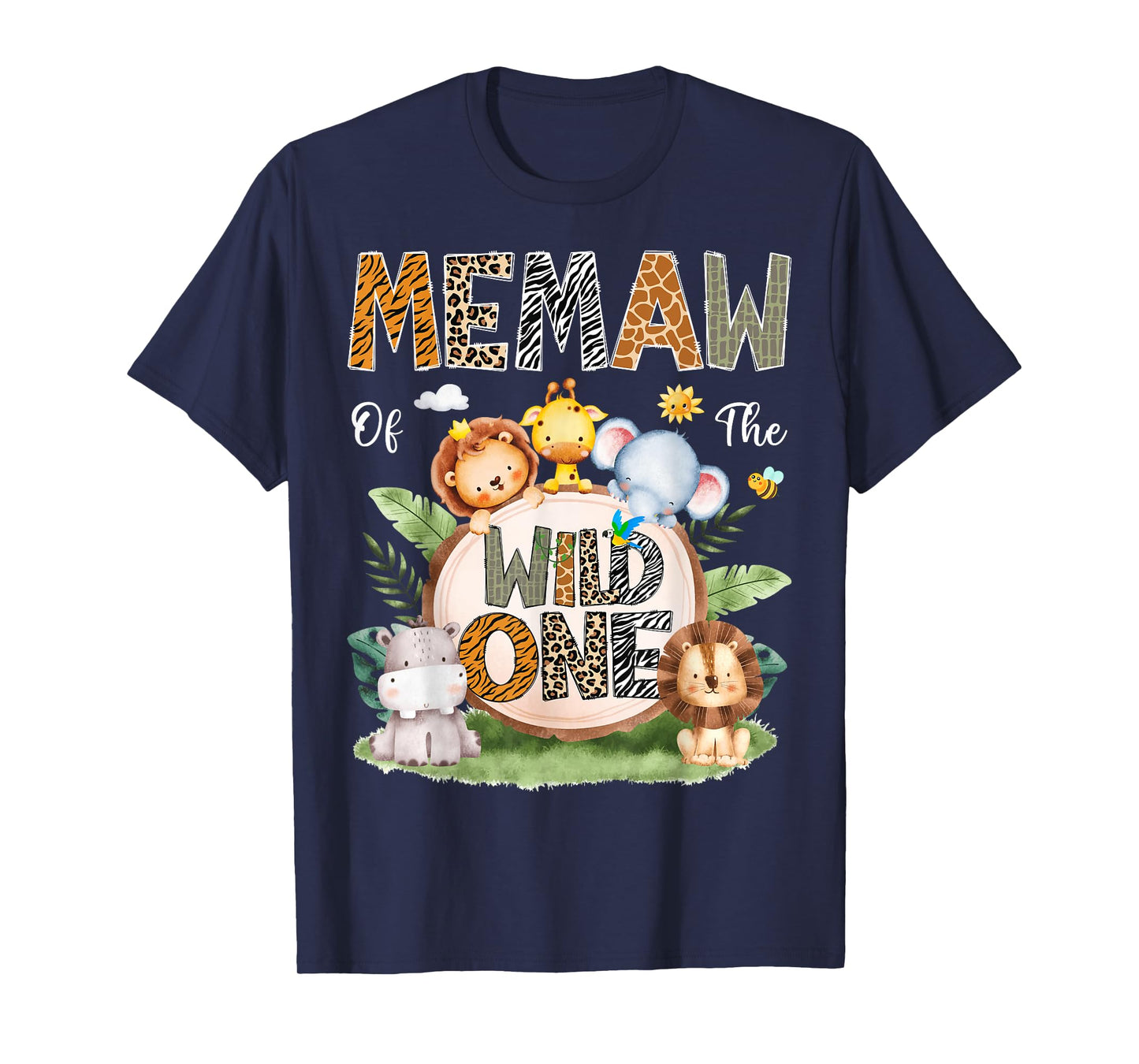 Memaw Of The Wild One 1St Birthday Kids Safari Woodland T-Shirt