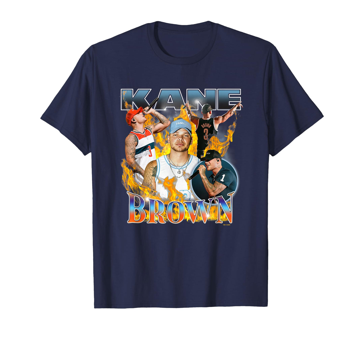 Kane Brown Collage On Fire 90's Retro Big Chest Poster T-Shirt