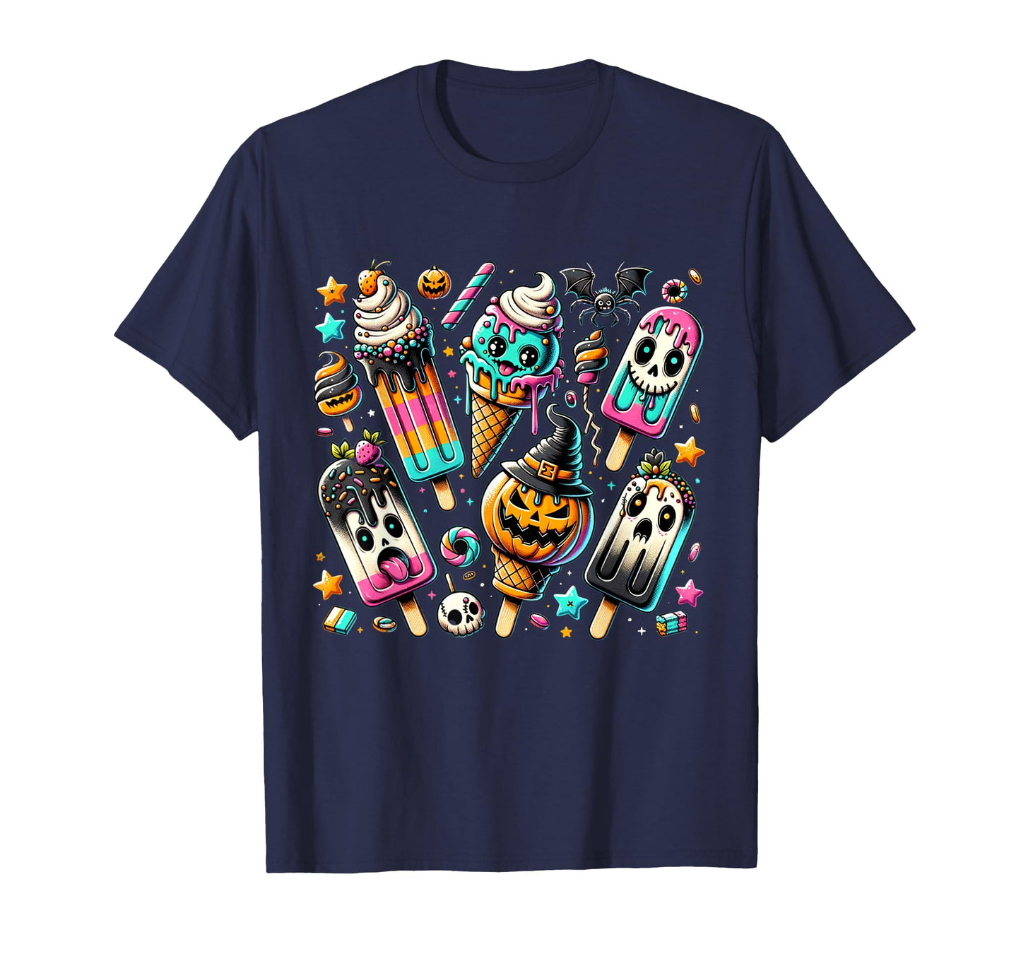 Vintage Horror Movie Summer Popsicle Halloween Summerween T-Shirt