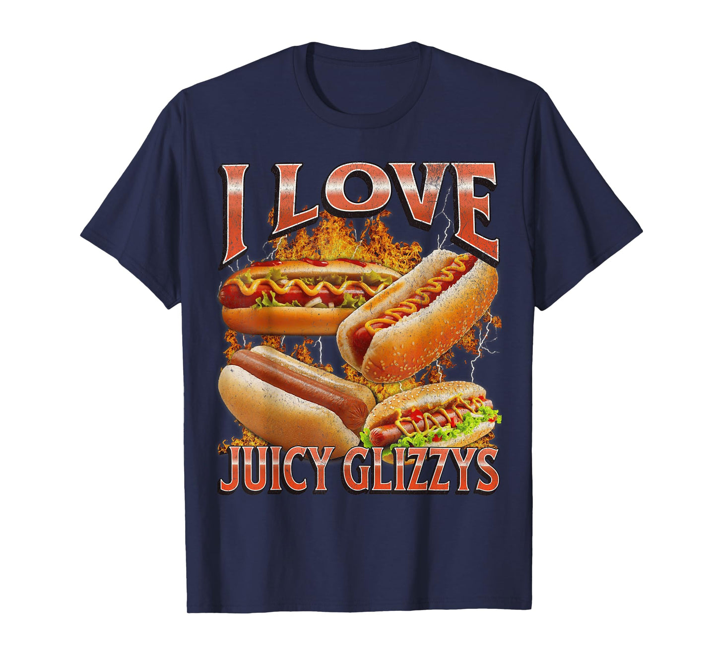 I Love Glizzys Funny Wiener Hot Dogs Meme Bootleg Graphic T-Shirt