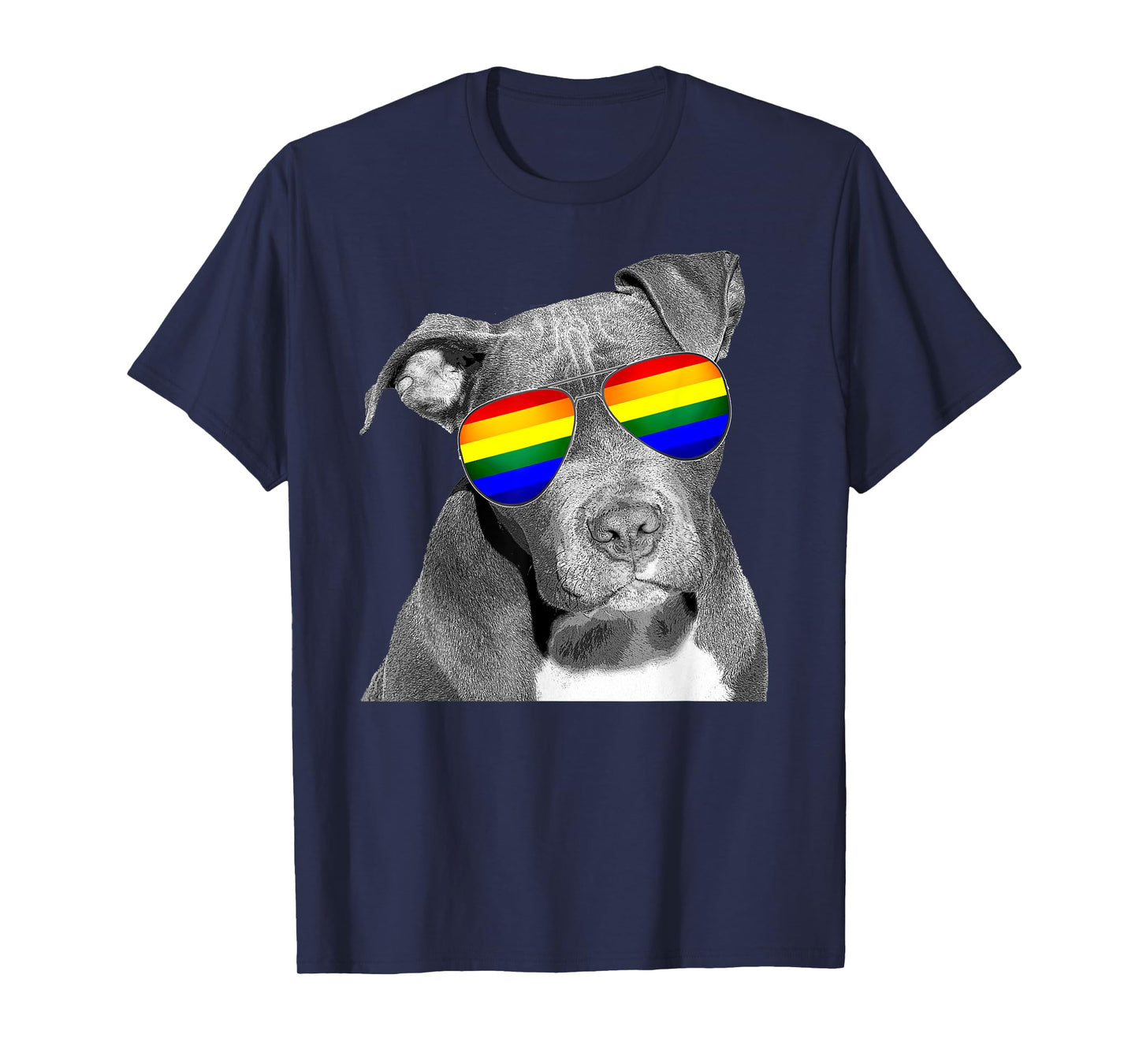 Pitbull Gay Pride Dog Clothing LGBT Funny Gift Rainbow Flag T-Shirt for Men Women