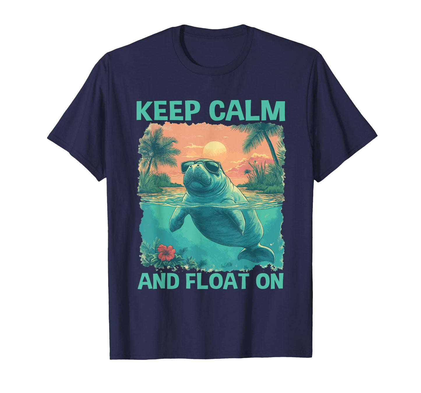 Ocean Animal Sea Keep Calm Cool Florida Manatee T-Shirt