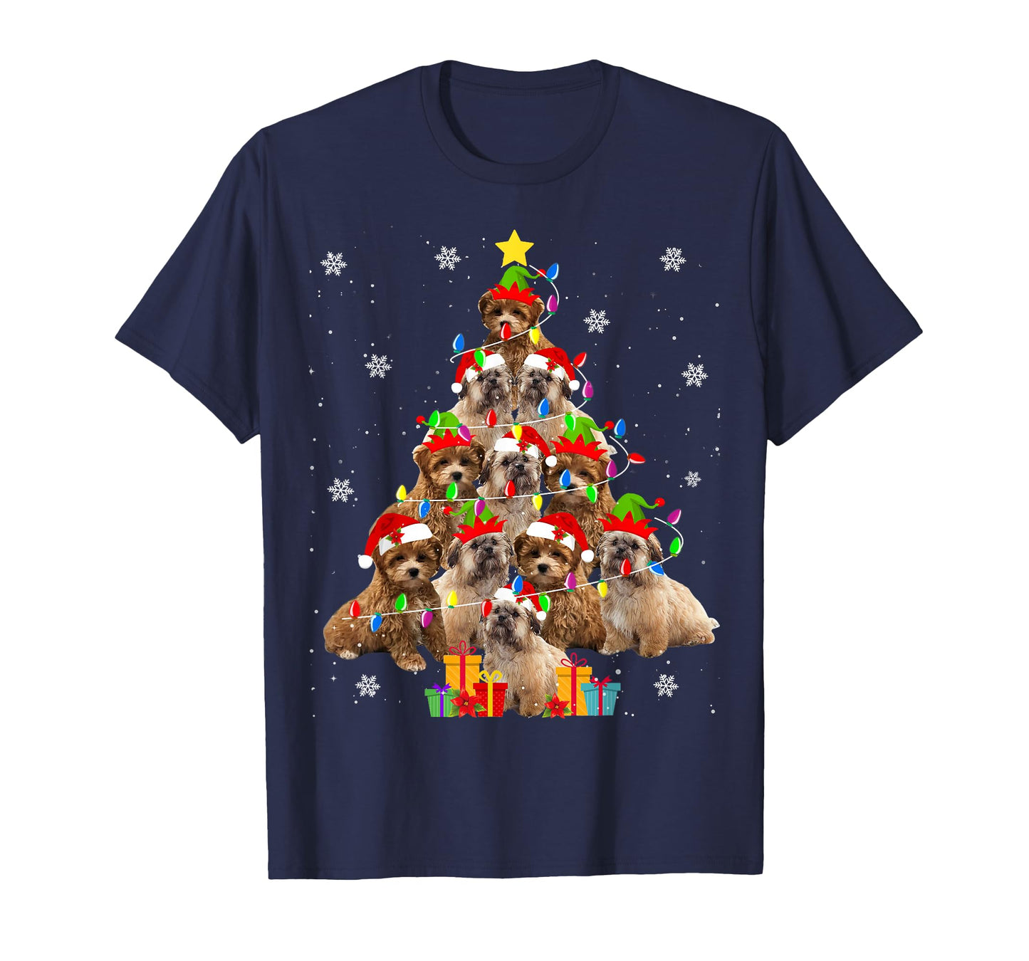 Shih-poo Christmas Tree Funny Santa Shih-poo Dog Xmas Tee T-Shirt