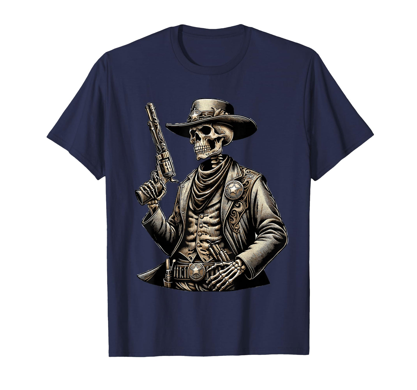 Skeleton Cowboy Gunslinger Outlaw Wild West T-Shirt
