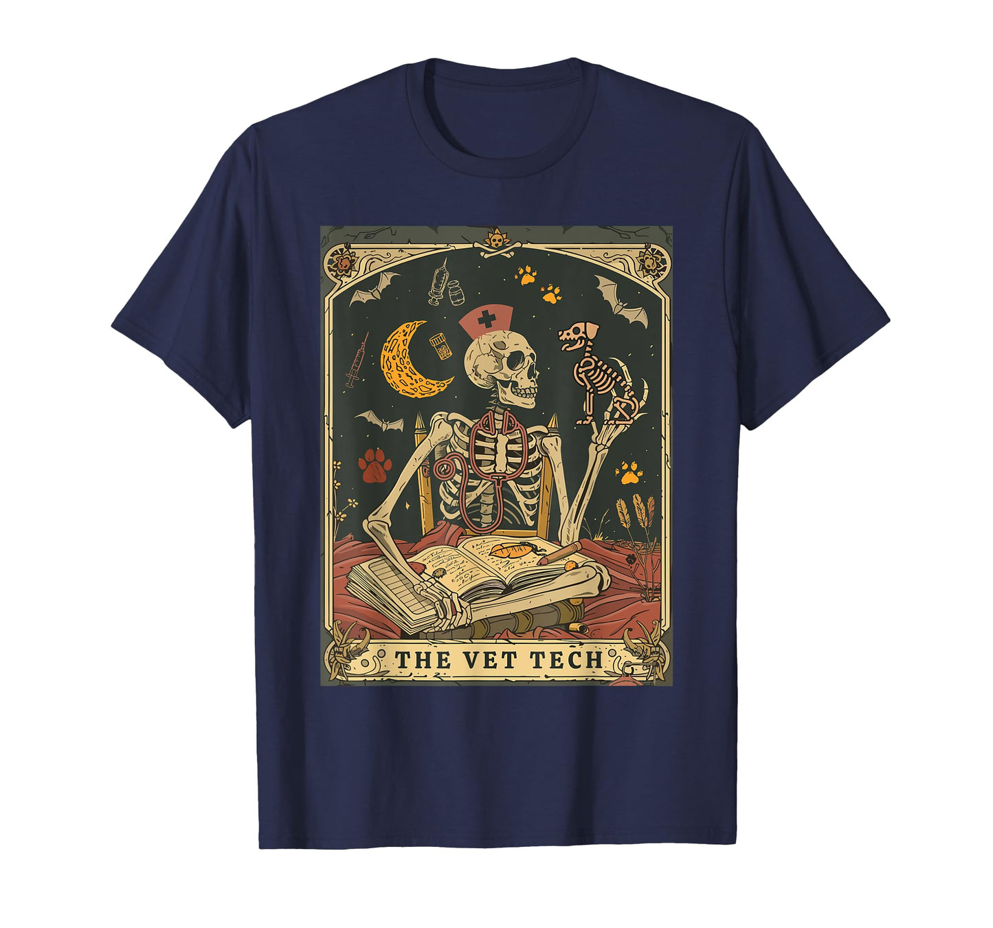 Veterinary Medicine Skeleton Tarot Vet Halloween Vet Staff T-Shirt