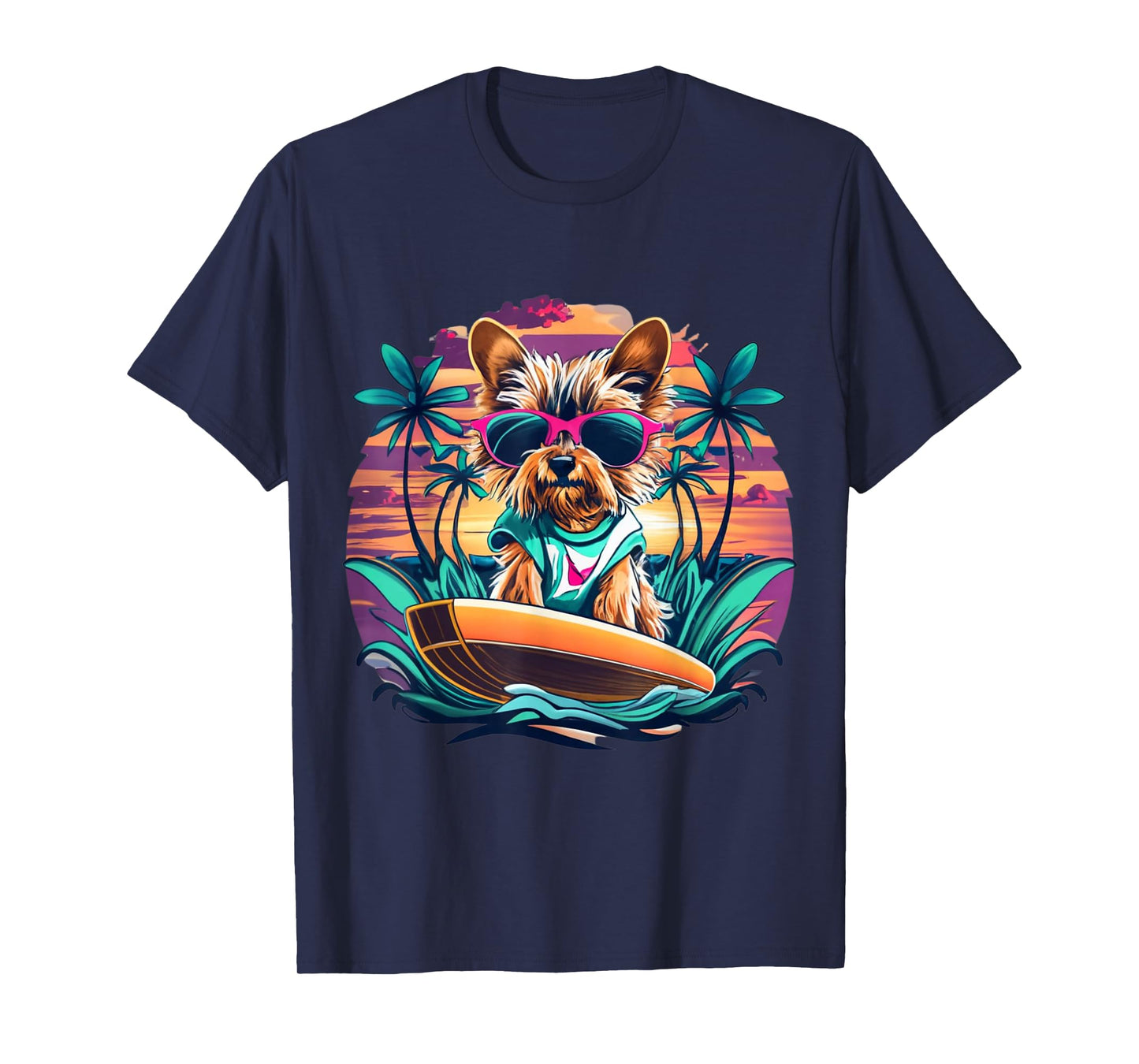Surfing Yorkie: Catching Waves Cute Yorkie Dog Mom Funny T-Shirt