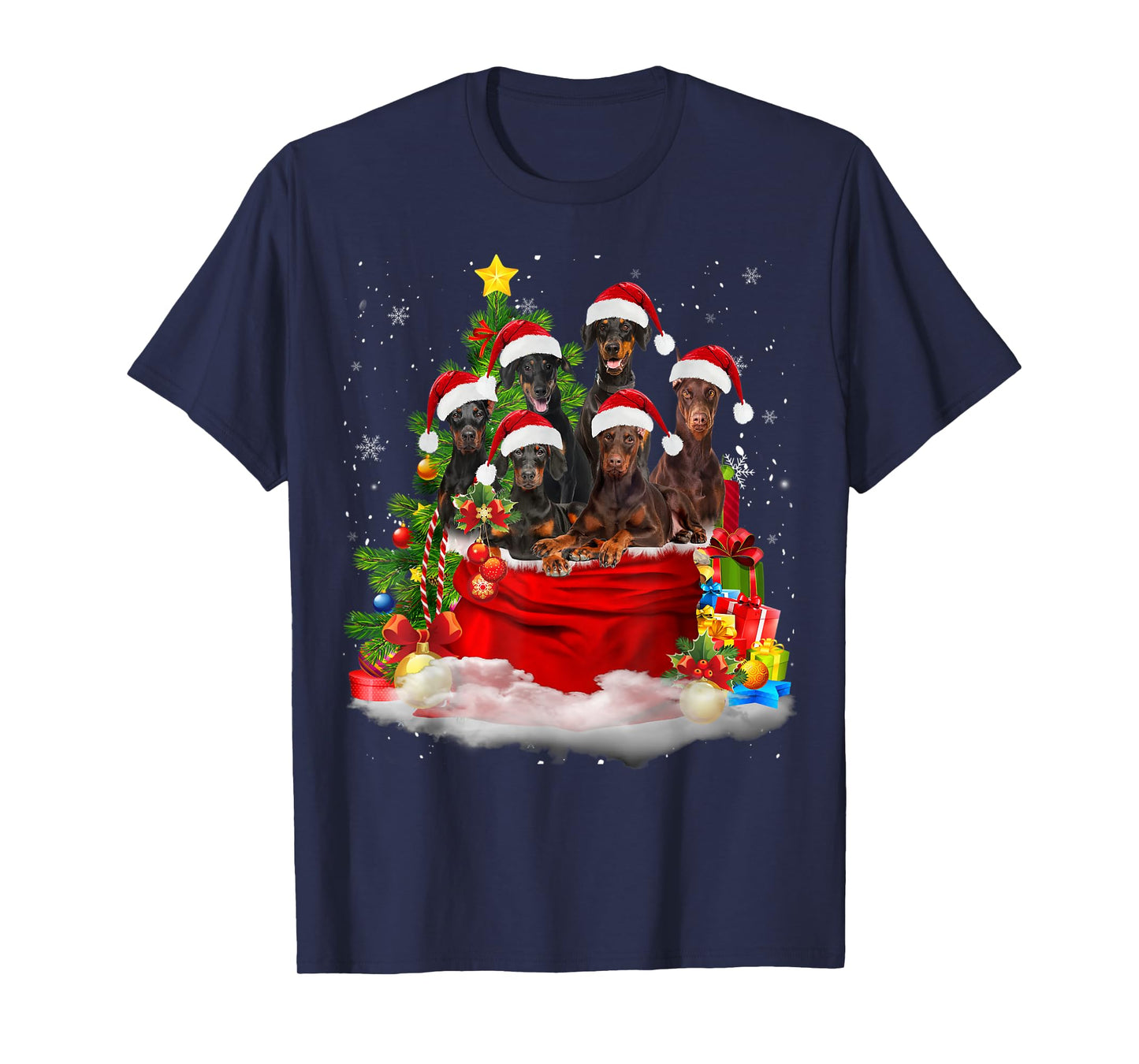 Doberman Pinscher Christmas Santa Claus Bag Christmas Pajama T-Shirt