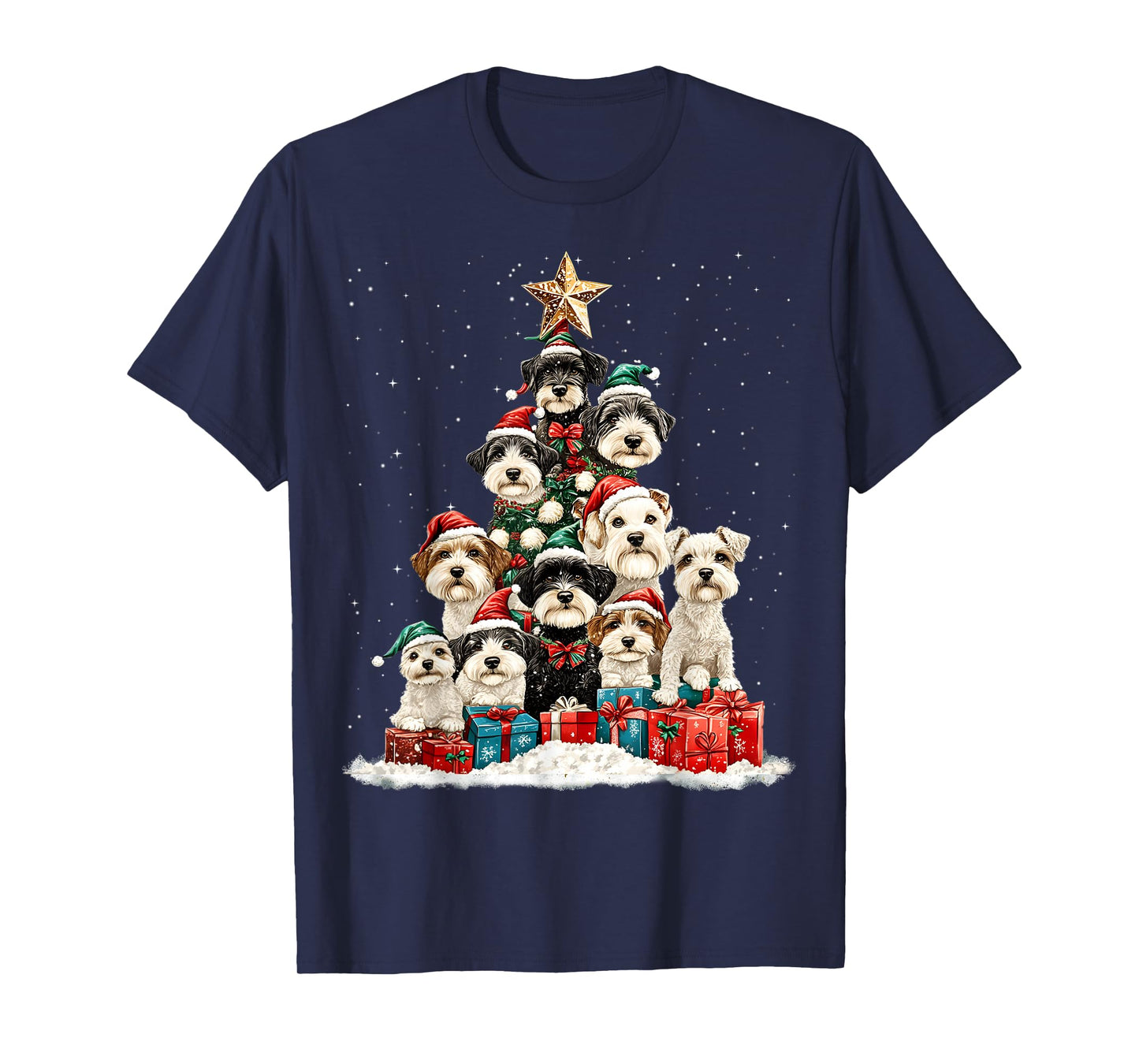 Miniature Schnauzer Christmas Tree Dog Santa Merry Dogmas T-Shirt