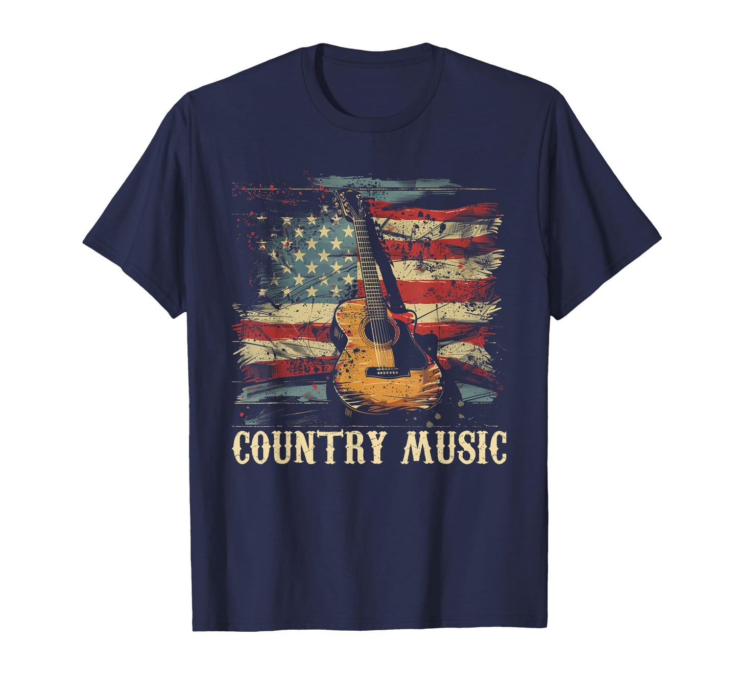 Country Music - Outlaw Western USA Patriotic Vintage Guitar Women Men T-Shirt