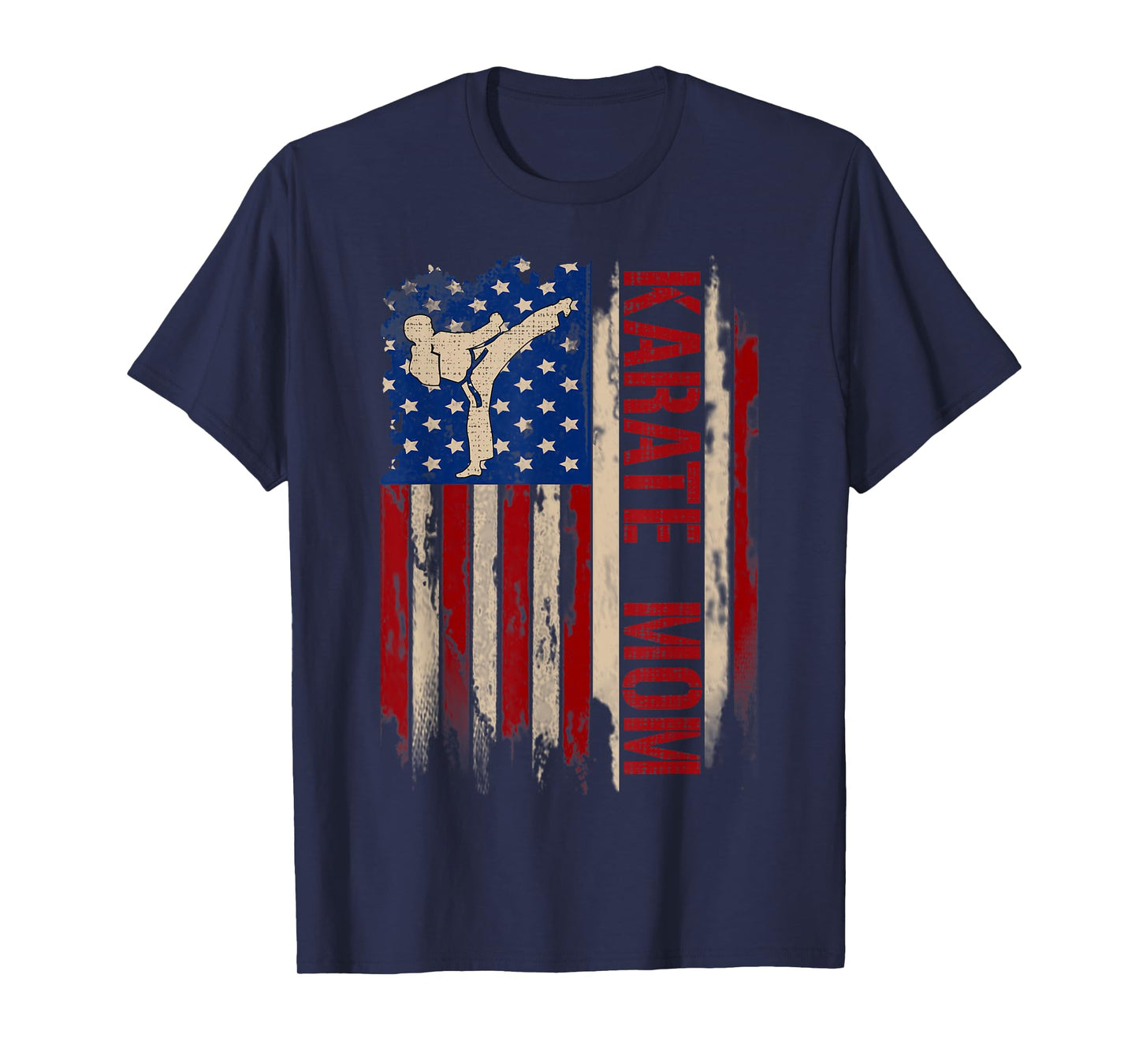 Vintage Karate Mom American USA Flag The Kick Gift T-Shirt